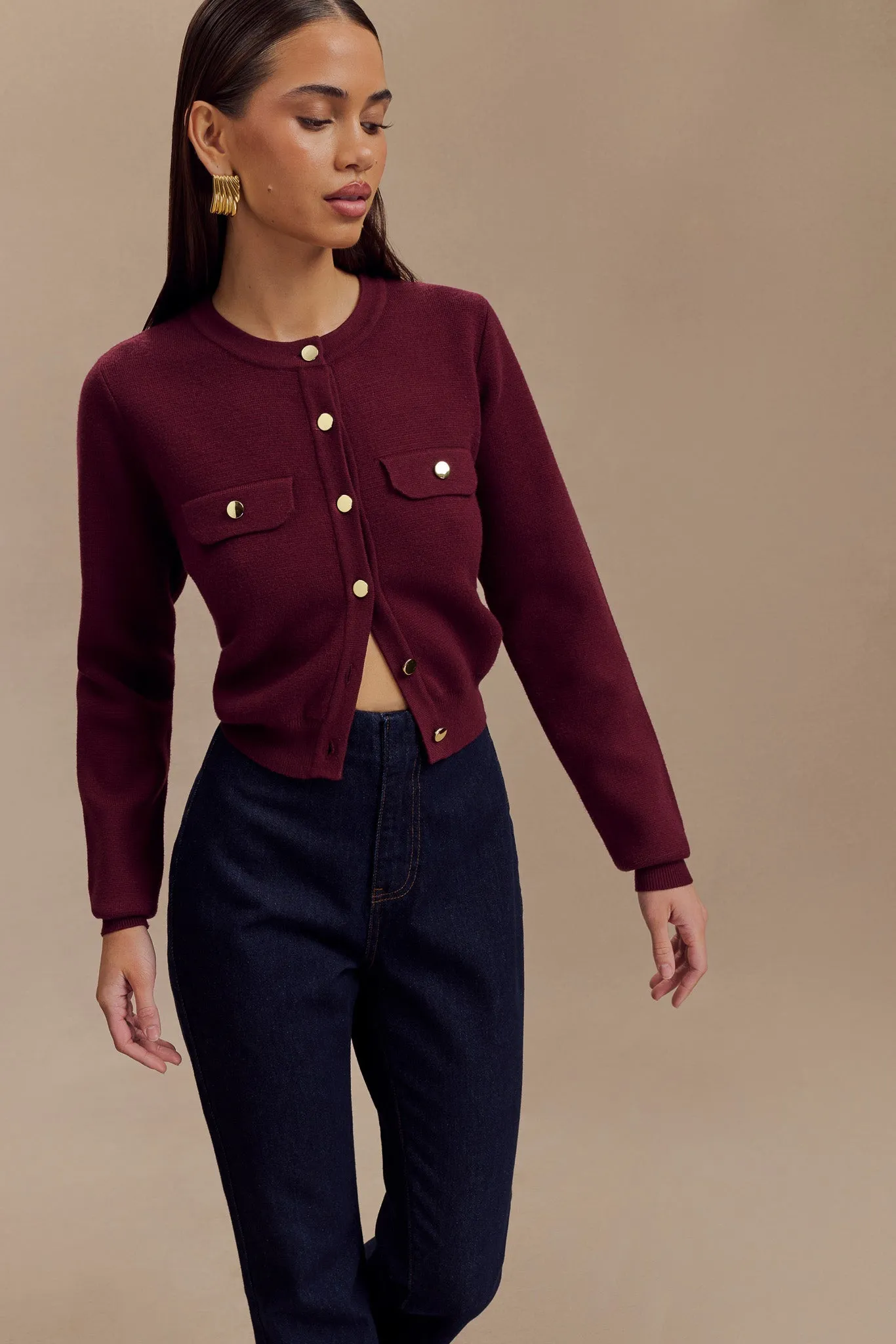 Tabitha Knit Cardigan - Merlot sold by Meshki product image thumbnail 3