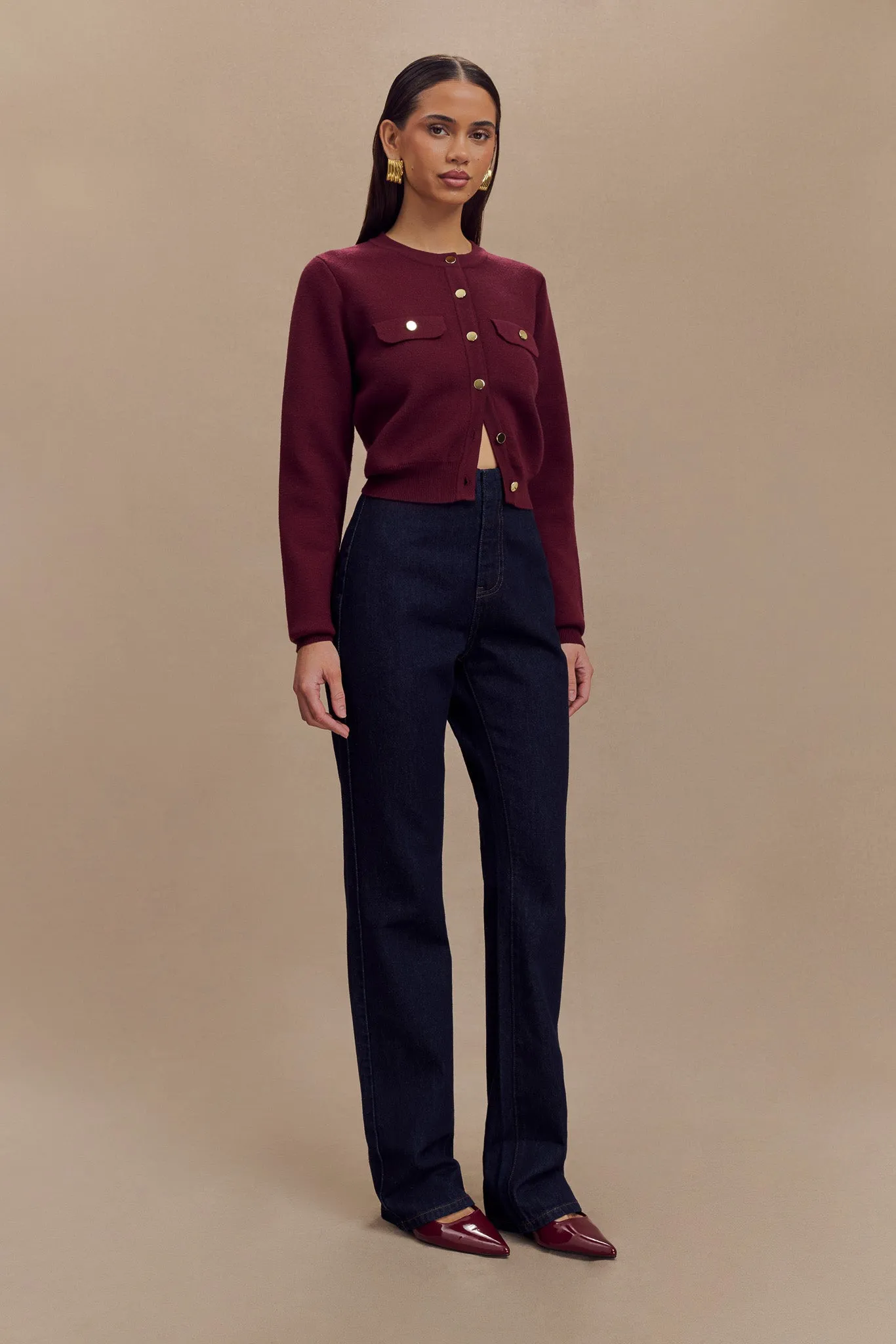 Tabitha Knit Cardigan - Merlot sold by Meshki product image thumbnail 4