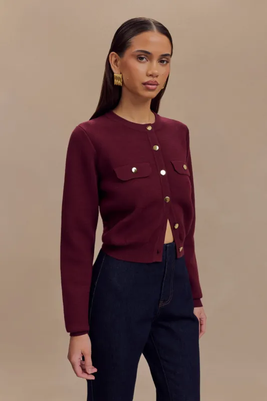 Tabitha Knit Cardigan - Merlot sold by Meshki