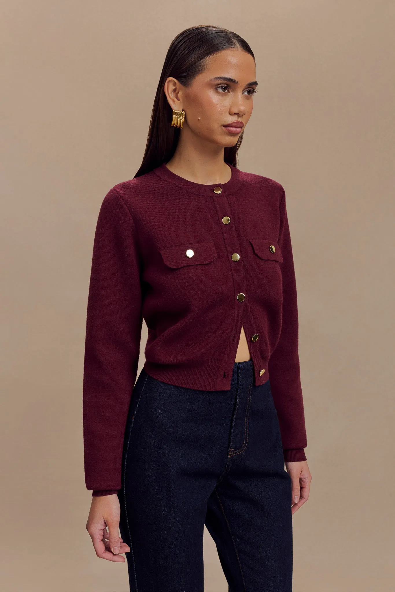 Tabitha Knit Cardigan - Merlot sold by Meshki product image thumbnail 5