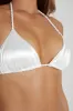 Sachi Triangle Bikini Top With Braided Ties - Ivory sold by Meshki