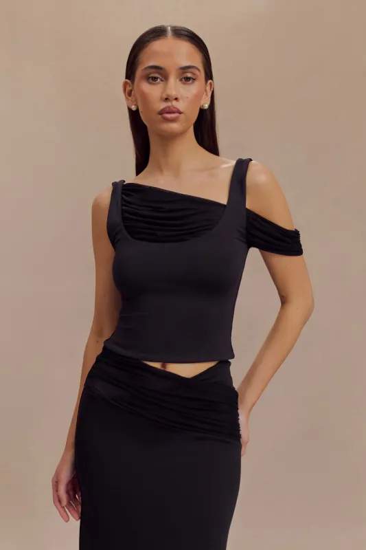 Jules Recycled Nylon And Mesh Sleeveless Top - Black sold by Meshki