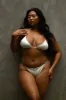 Sachi Triangle Bikini Top With Braided Ties - Ivory sold by Meshki