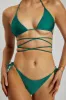 Peyton Tie Up Bikini Bottom - Green sold by Meshki