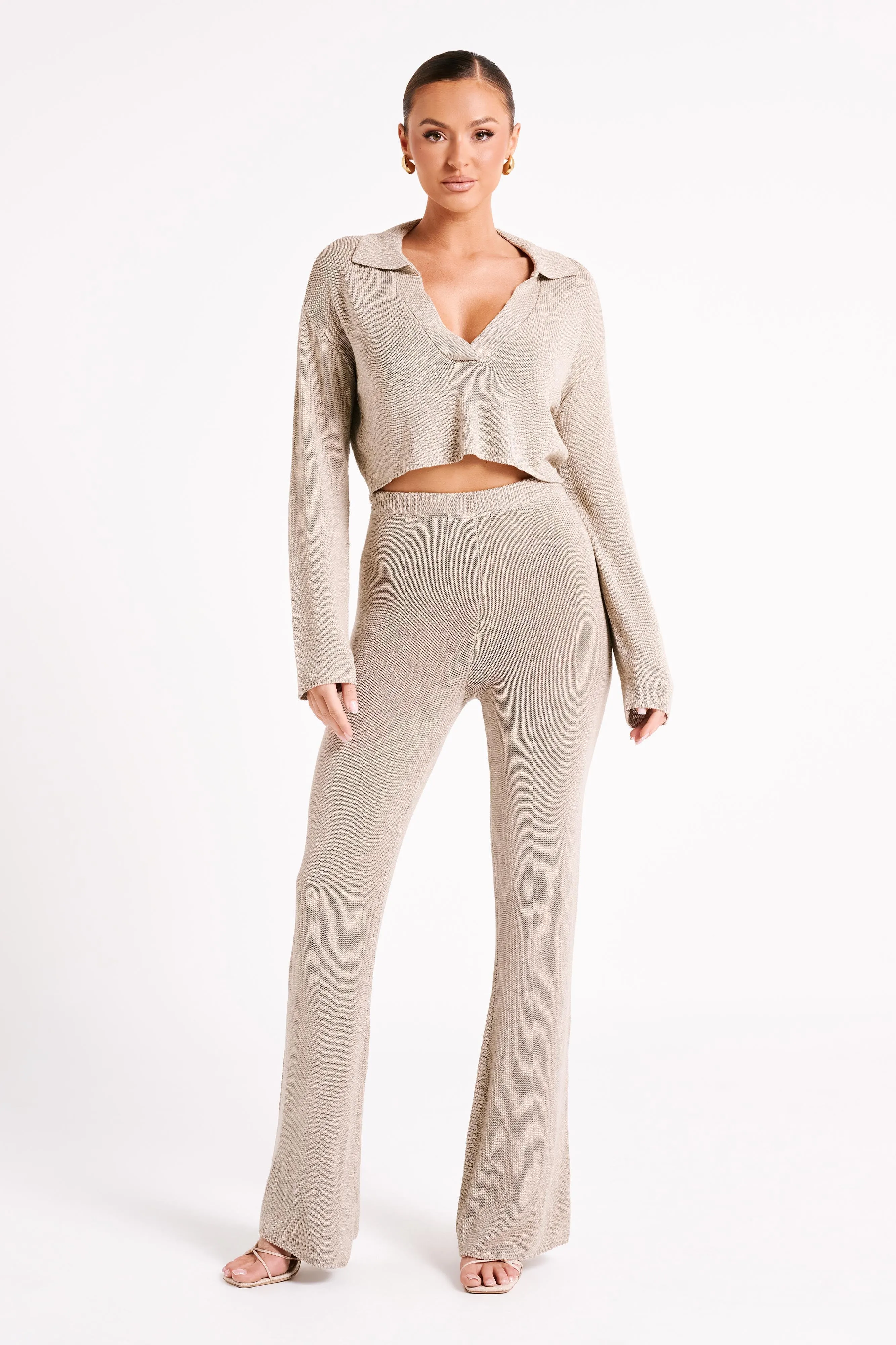 Carlota Collared Knit Jumper - Taupe sold by Meshki product image thumbnail 3
