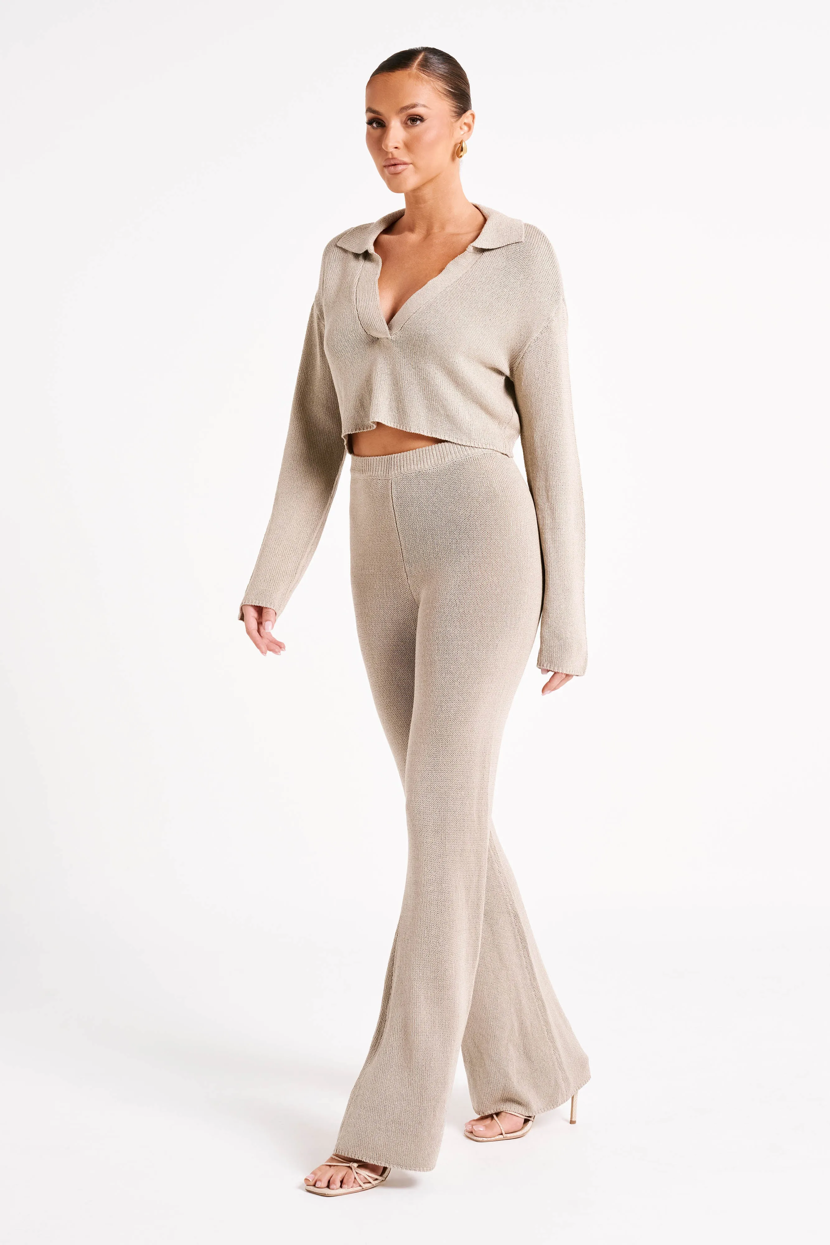 Carlota Collared Knit Jumper - Taupe sold by Meshki product image thumbnail 4