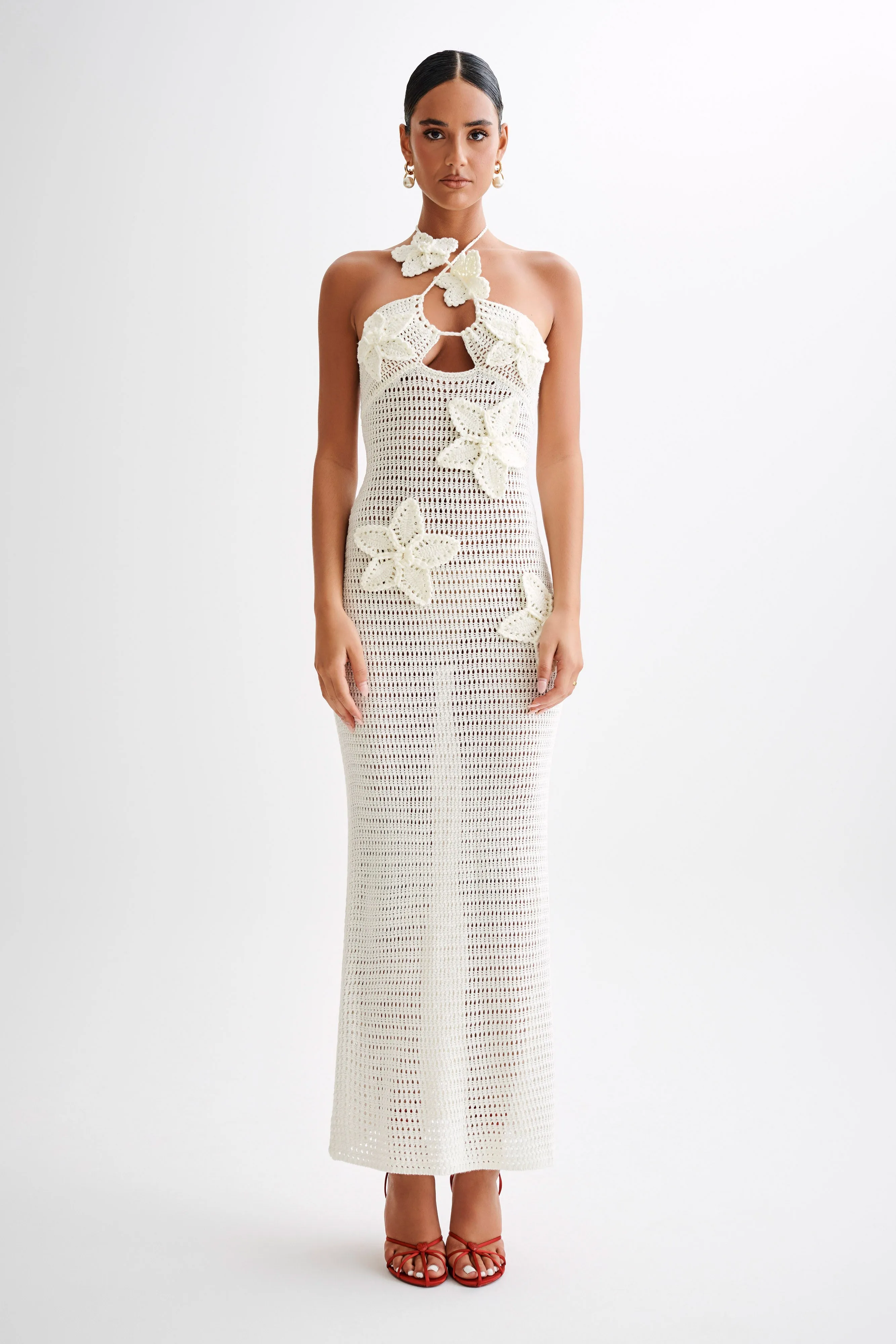 Kyla Floral Crochet Maxi Dress - Ivory sold by Meshki product image thumbnail 2