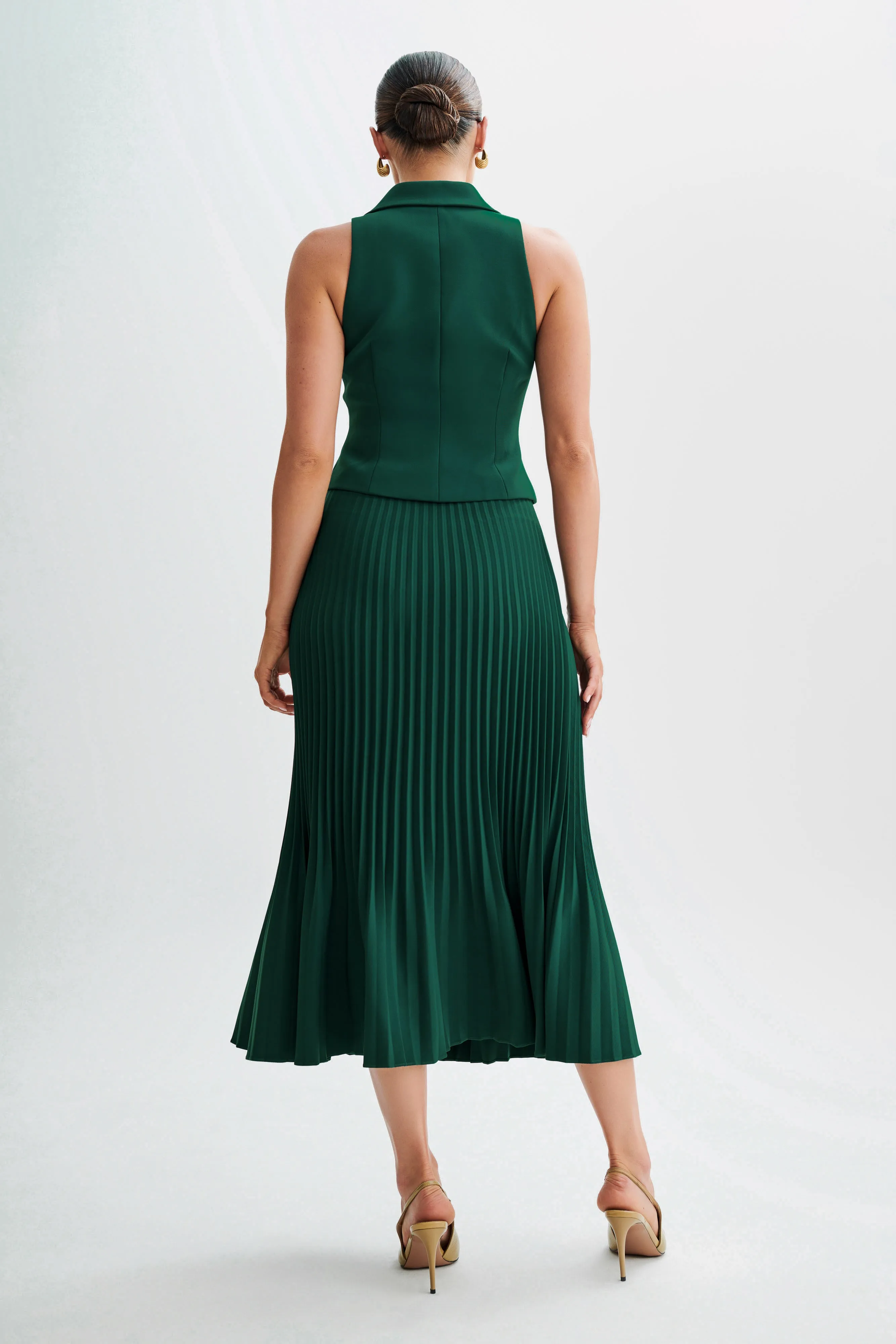 Twyla Pleated Suiting Maxi Skirt - Forest Green sold by Meshki product image thumbnail 4