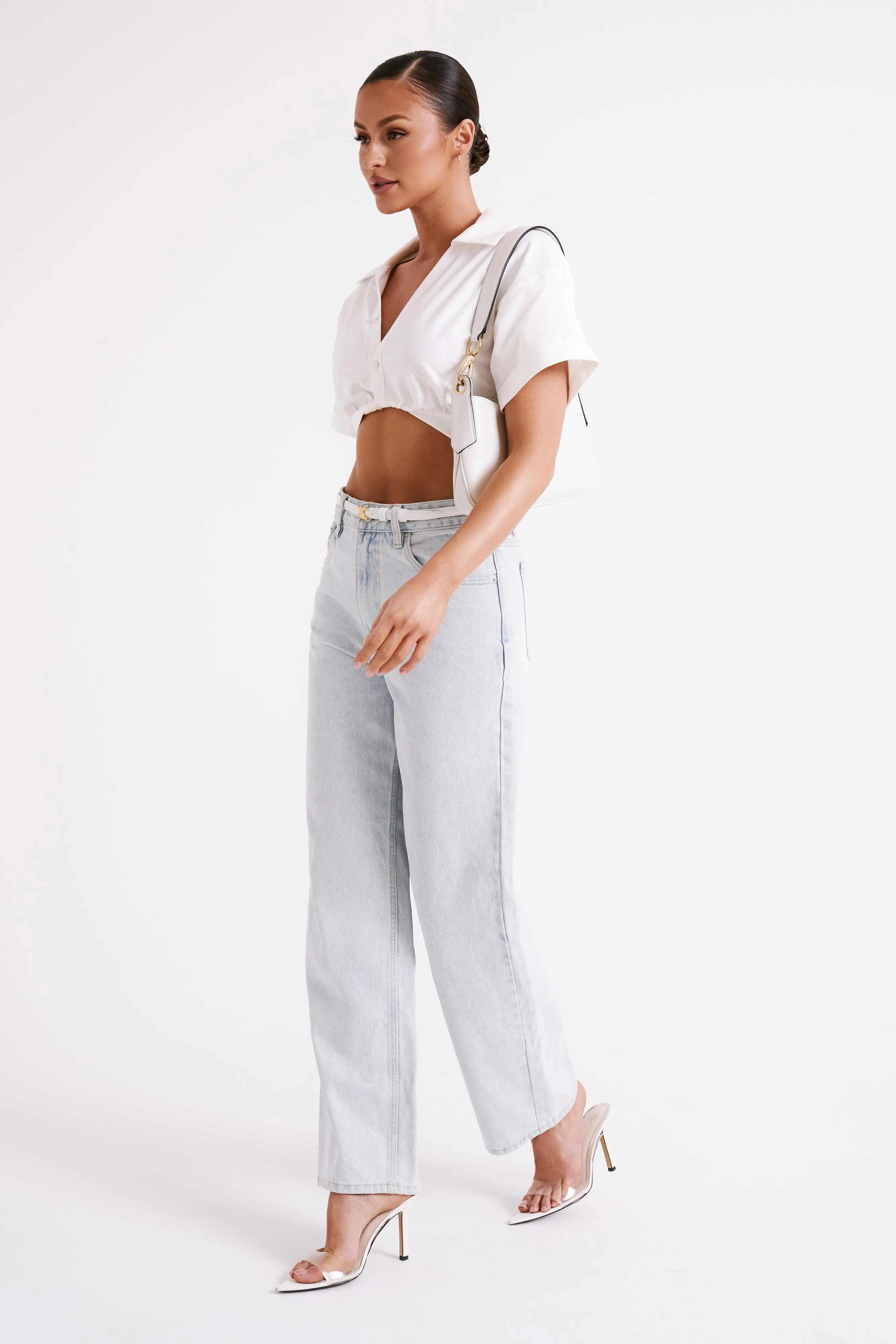 Mavis Twist Front Cotton Shirt - White sold by Meshki product image thumbnail 5