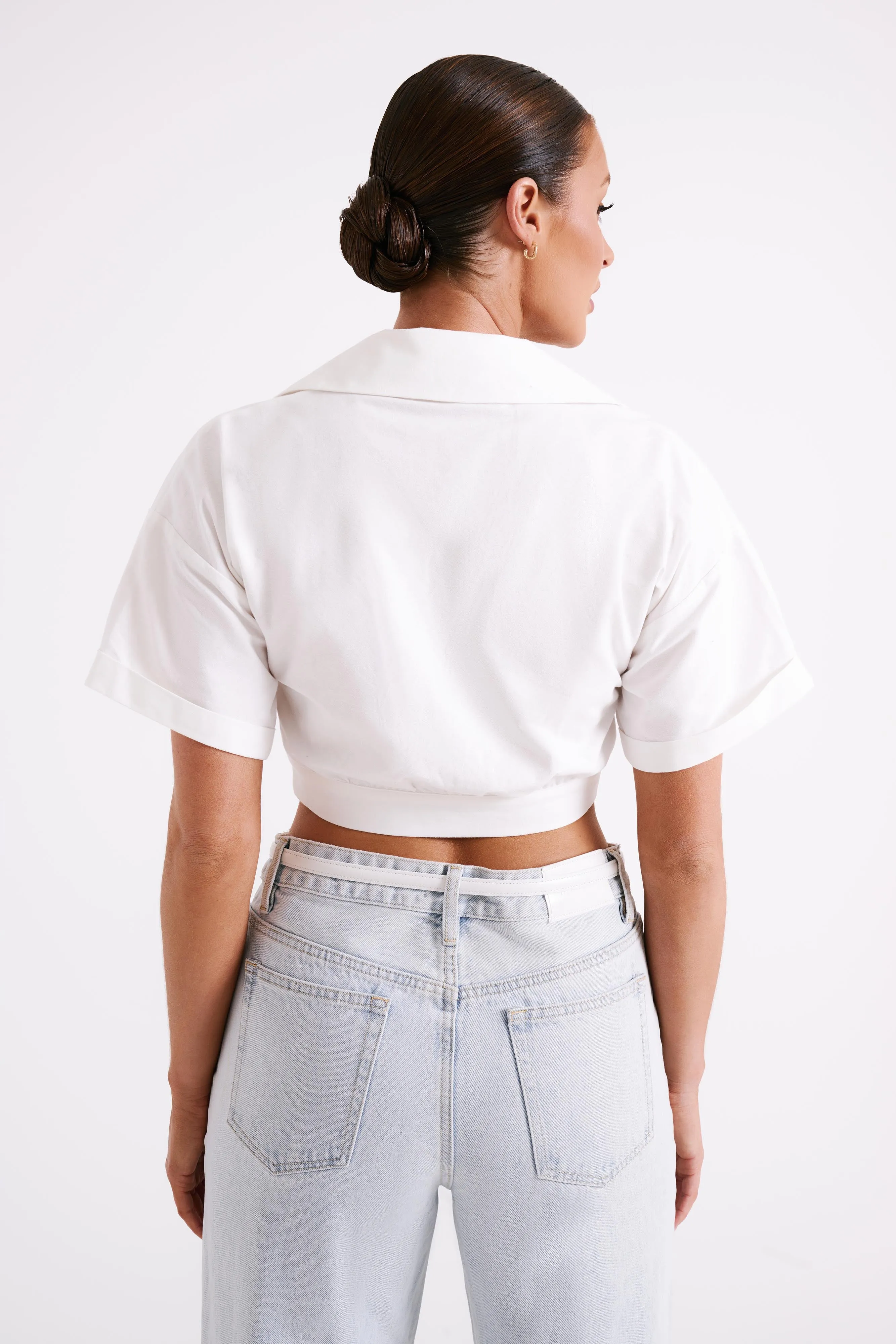 Mavis Twist Front Cotton Shirt - White sold by Meshki product image thumbnail 3