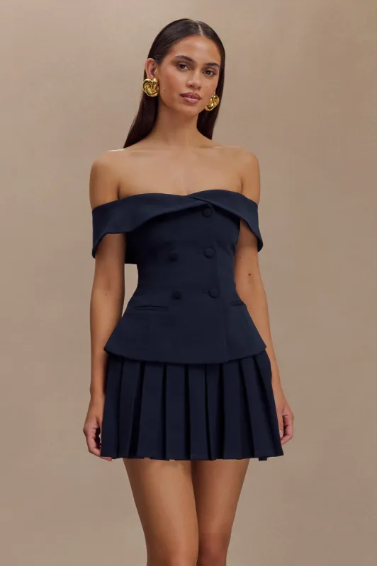 Krista Strapless Suiting Top - Navy sold by Meshki