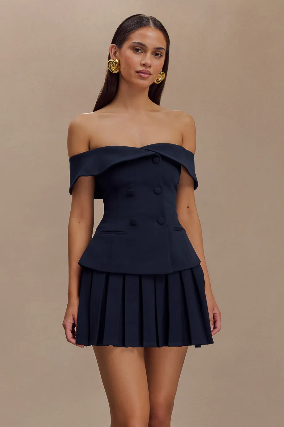 Krista Strapless Suiting Top - Navy sold by Meshki