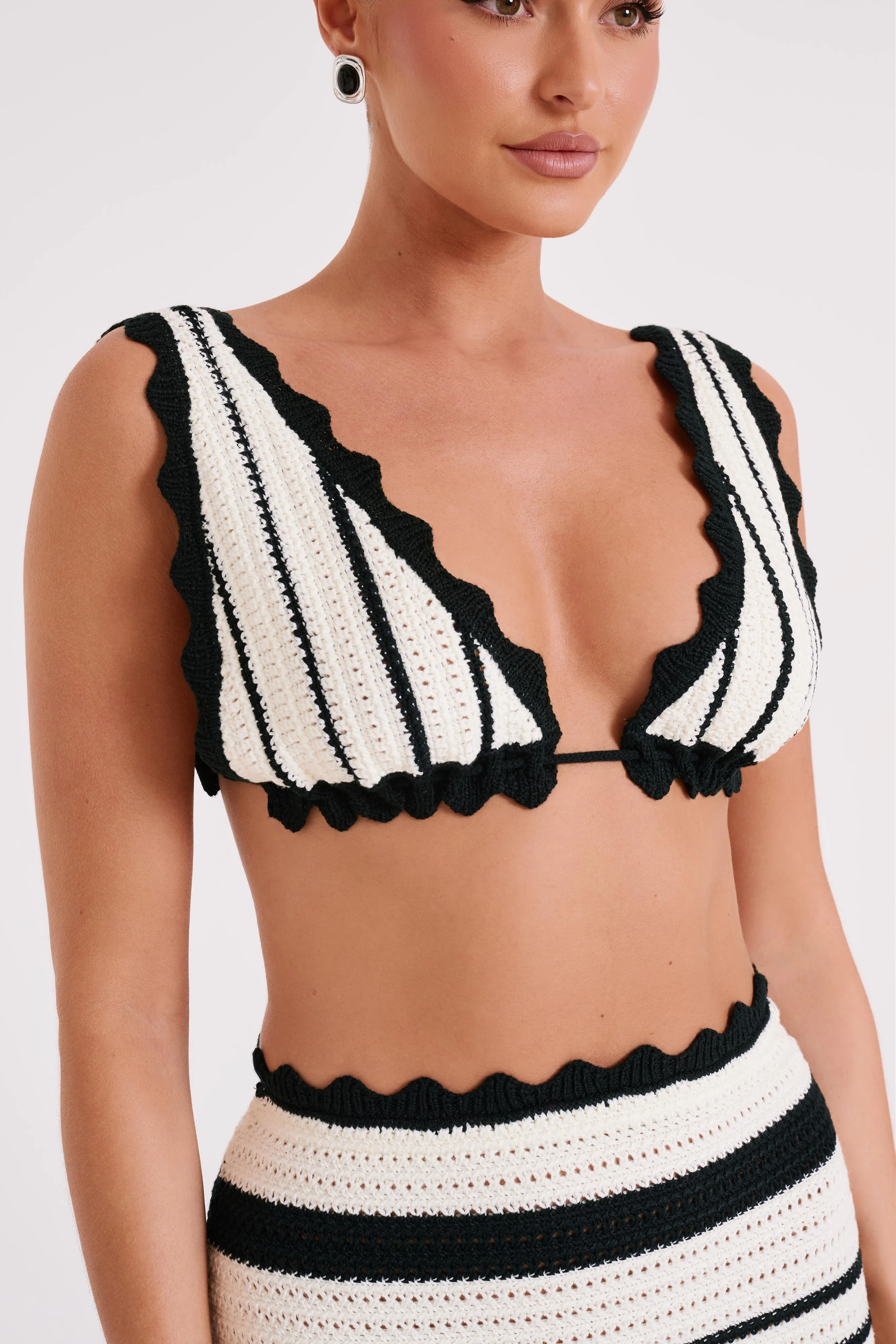Jadia Contrast Crochet Bralette - Black/White sold by Meshki product image thumbnail 5