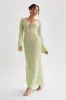 Kayleigh Crochet Fishtail Flare Sleeve Maxi Dress - Seafoam Green sold by Meshki