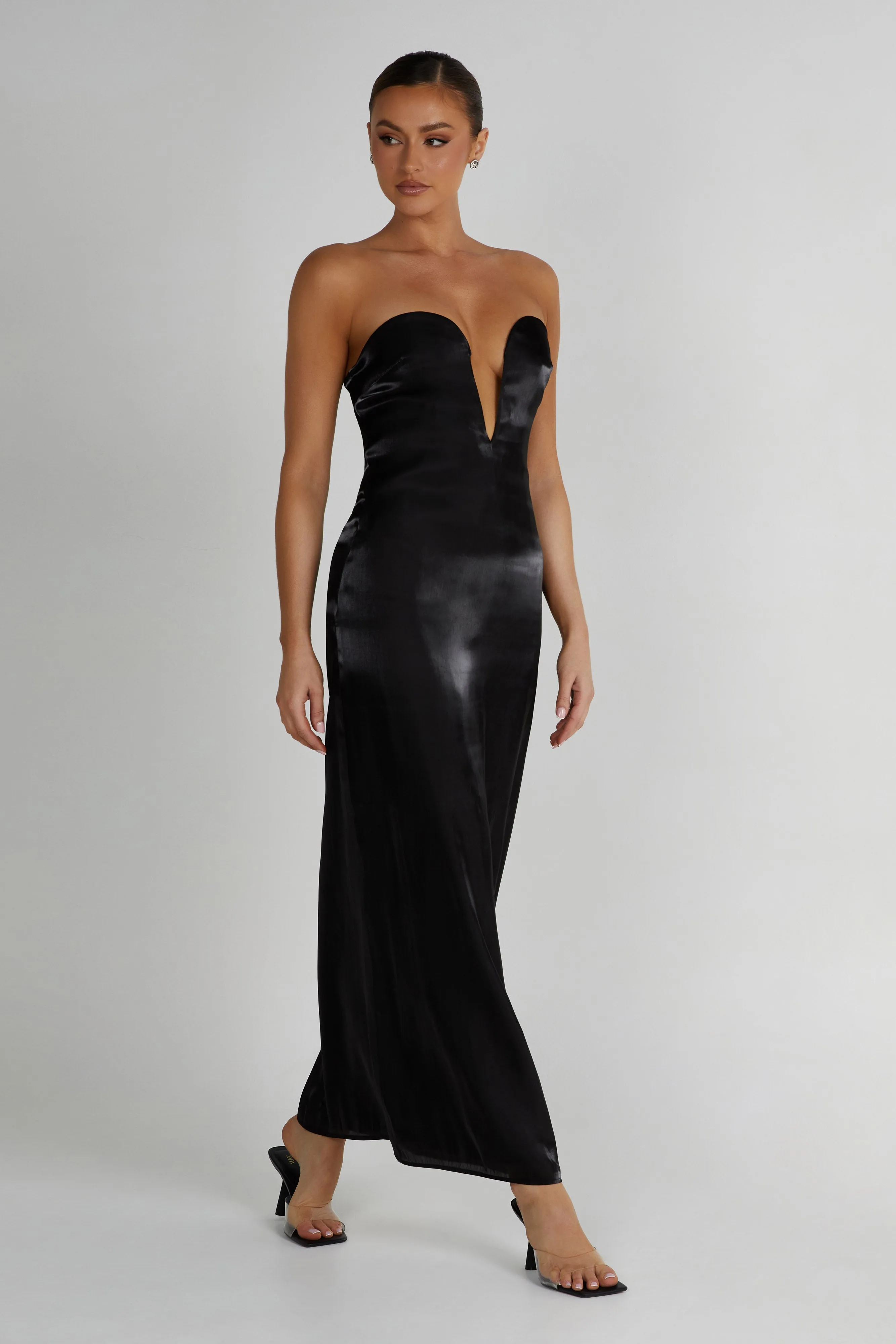 Chantelle Liquid Satin Midi Dress - Black sold by Meshki product image thumbnail 5
