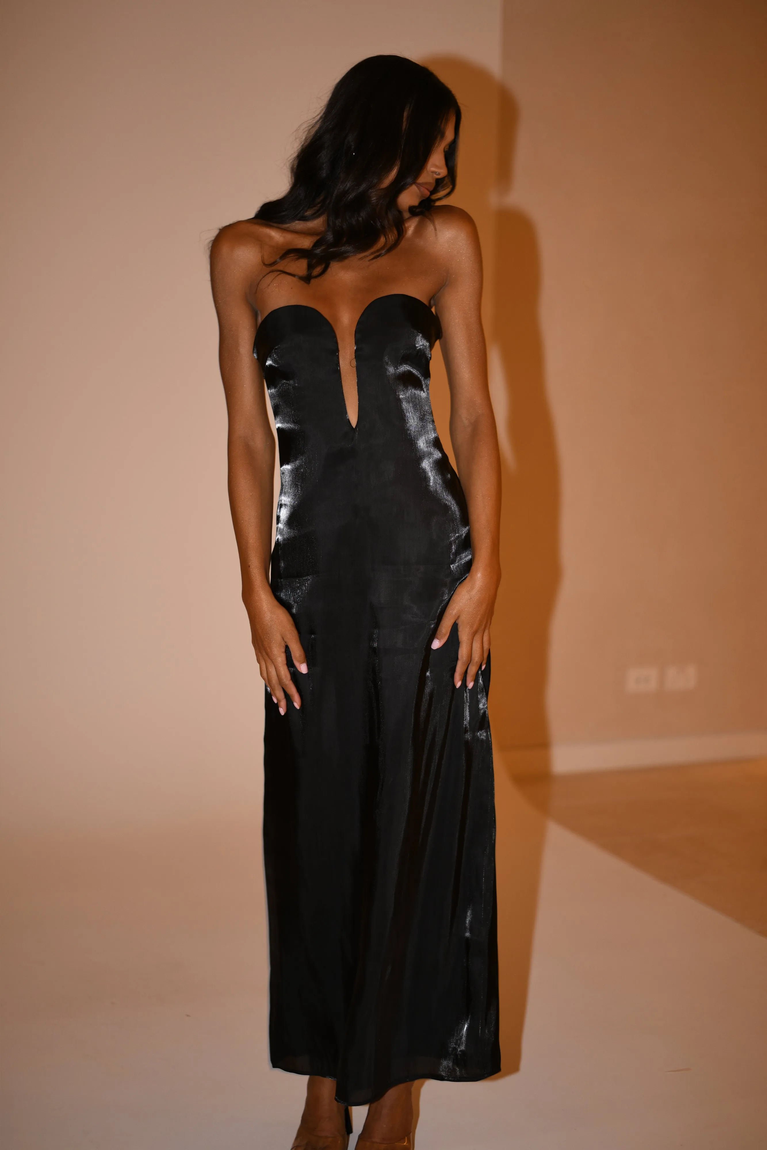 Chantelle Liquid Satin Midi Dress - Black sold by Meshki product image thumbnail 3