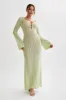 Kayleigh Crochet Fishtail Flare Sleeve Maxi Dress - Seafoam Green sold by Meshki