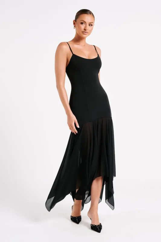 Minka Chiffon Maxi Dress - Black sold by Meshki
