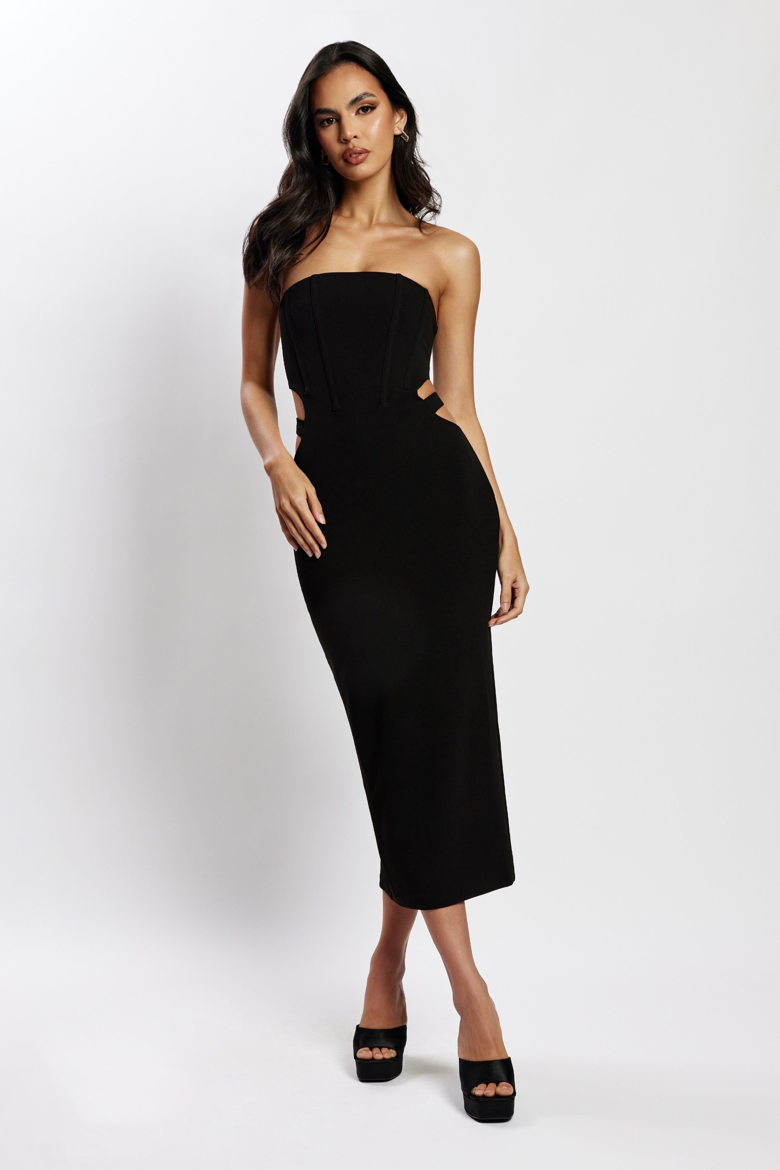 Catherine Cut Out Midi Dress - Black sold by Meshki product image thumbnail 6