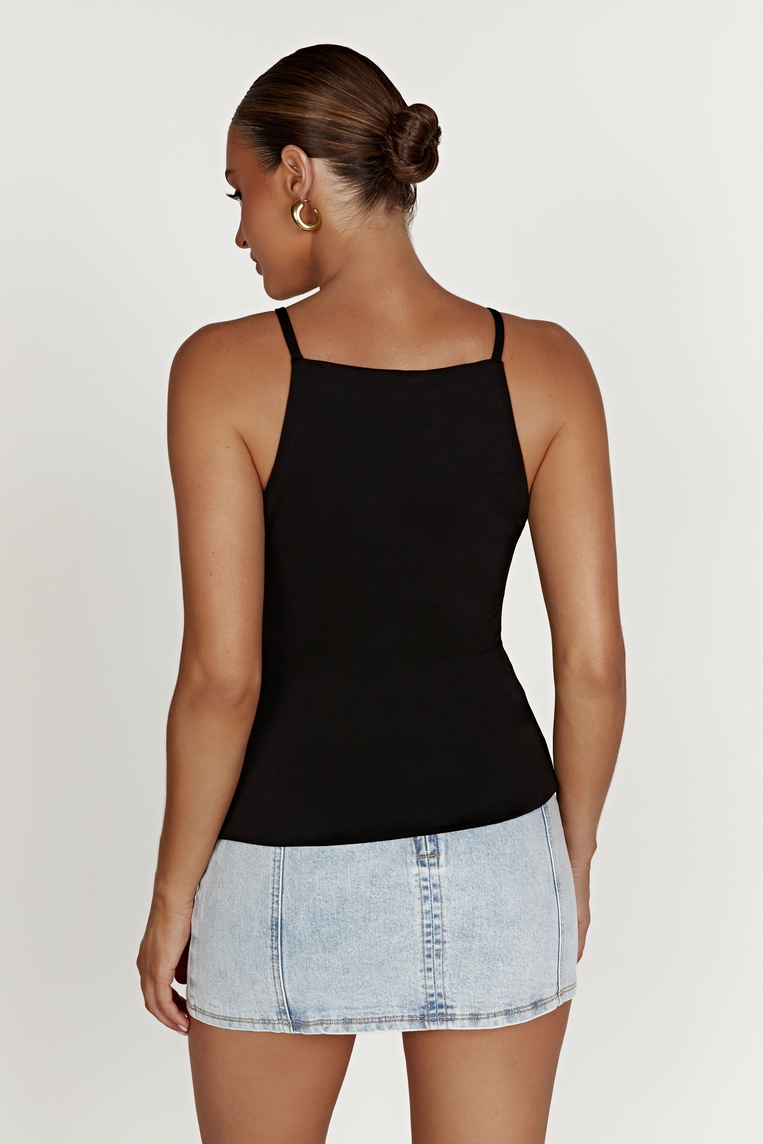Deanna Slinky Longline Top - Black sold by Meshki product image thumbnail 5
