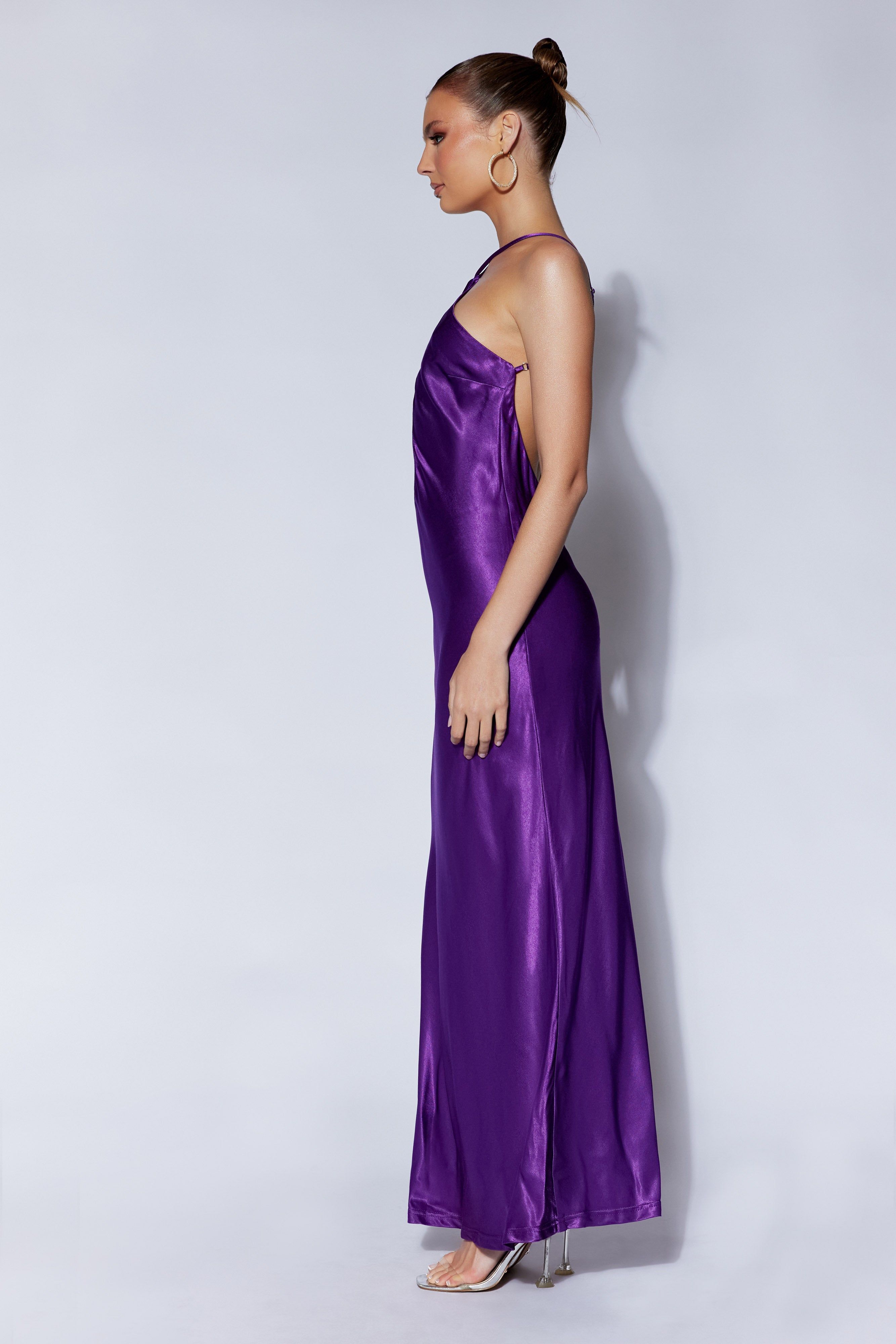 Lucia Satin Cut Out Maxi Dress - Grape sold by Meshki product image thumbnail 4