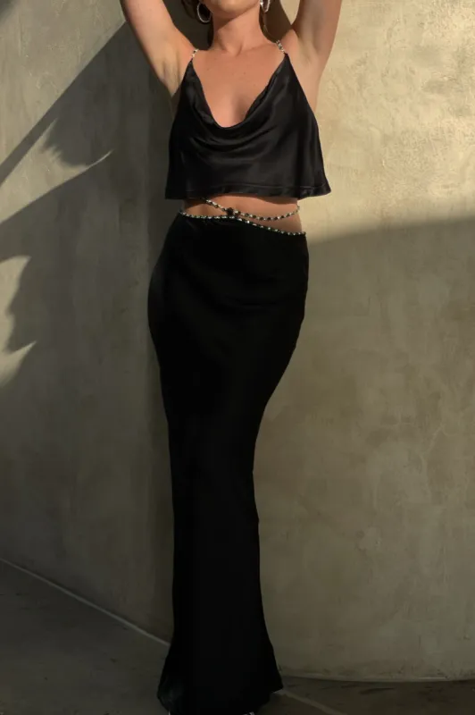 Havva Diamante Trim Maxi Skirt - Black sold by Meshki