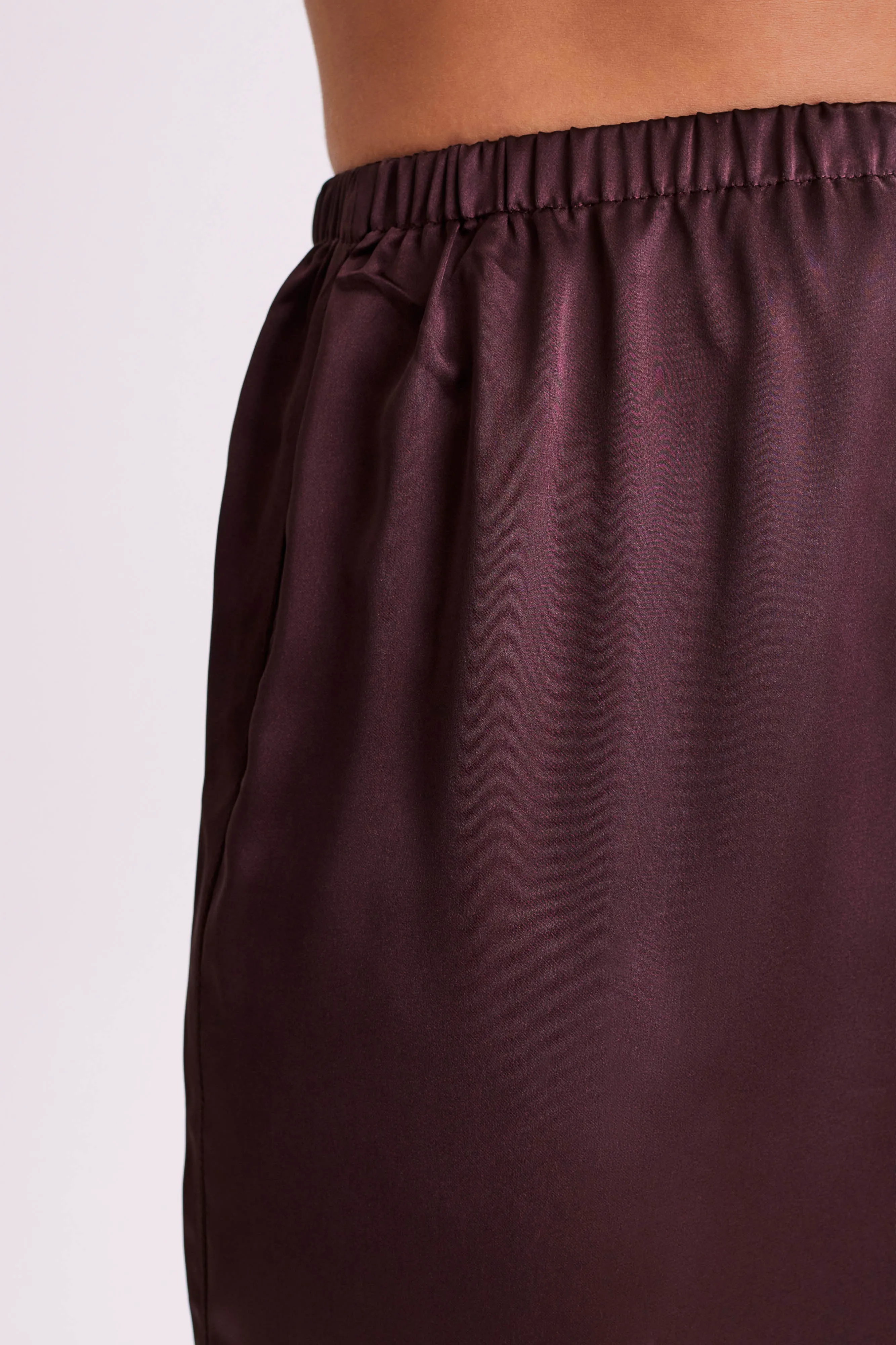 Marciela Satin Straight Leg Pant - Dark Chocolate sold by Meshki product image thumbnail 3