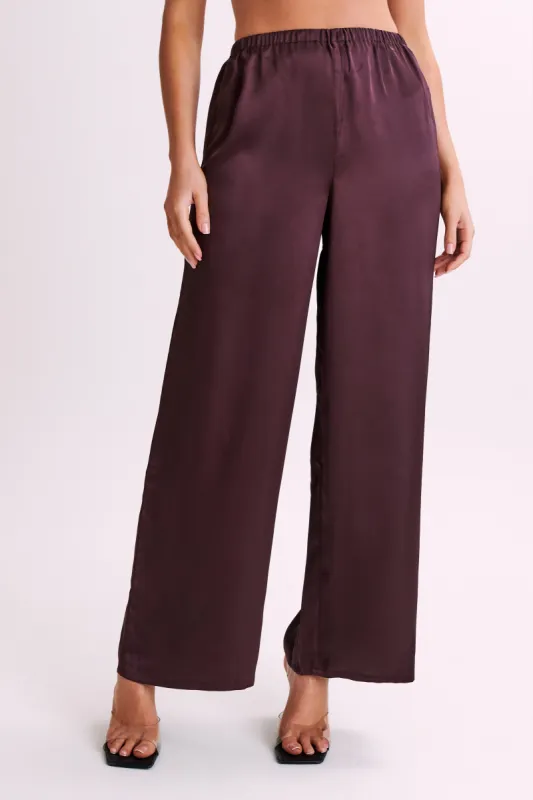 Marciela Satin Straight Leg Pant - Dark Chocolate sold by Meshki