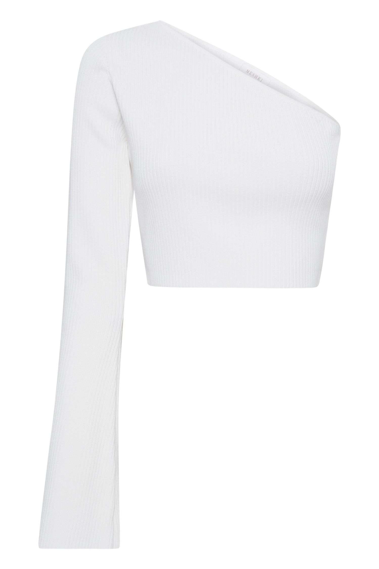 Rue One Shoulder Flare Sleeve Crop Top - White sold by Meshki product image thumbnail 7