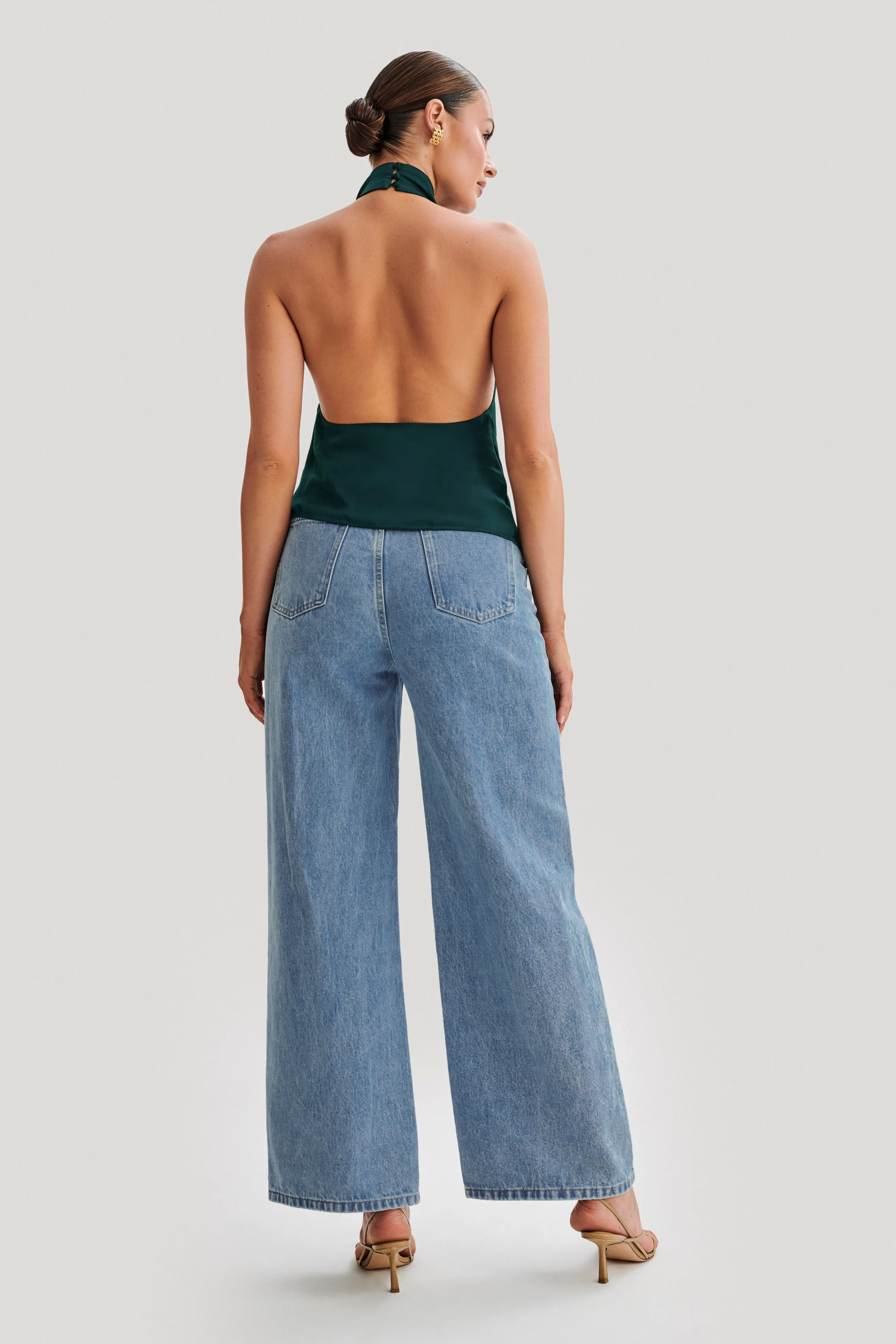 Seraphine Satin Halter Top - Forest Green sold by Meshki product image thumbnail 5