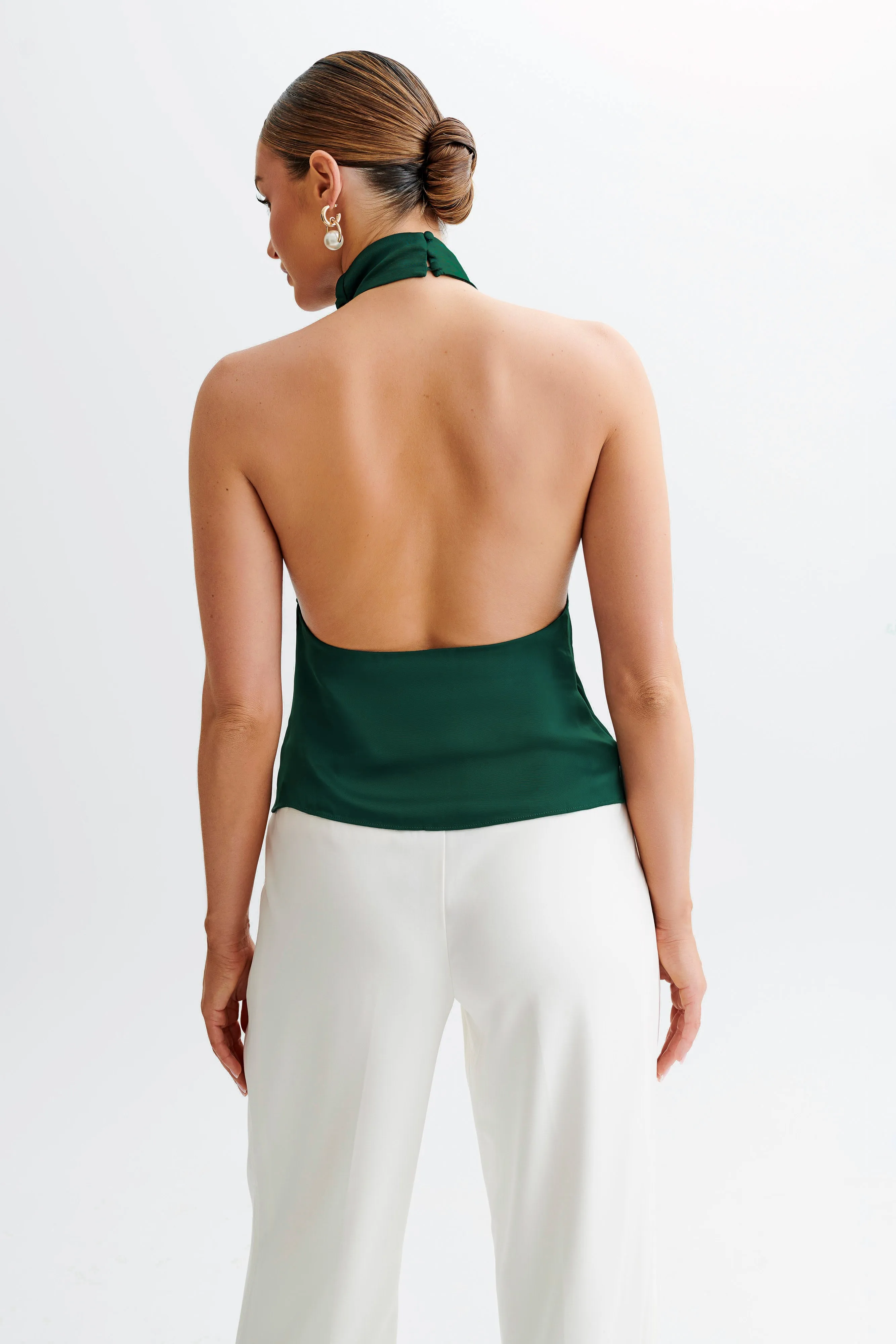 Seraphine Satin Halter Top - Forest Green sold by Meshki product image thumbnail 2
