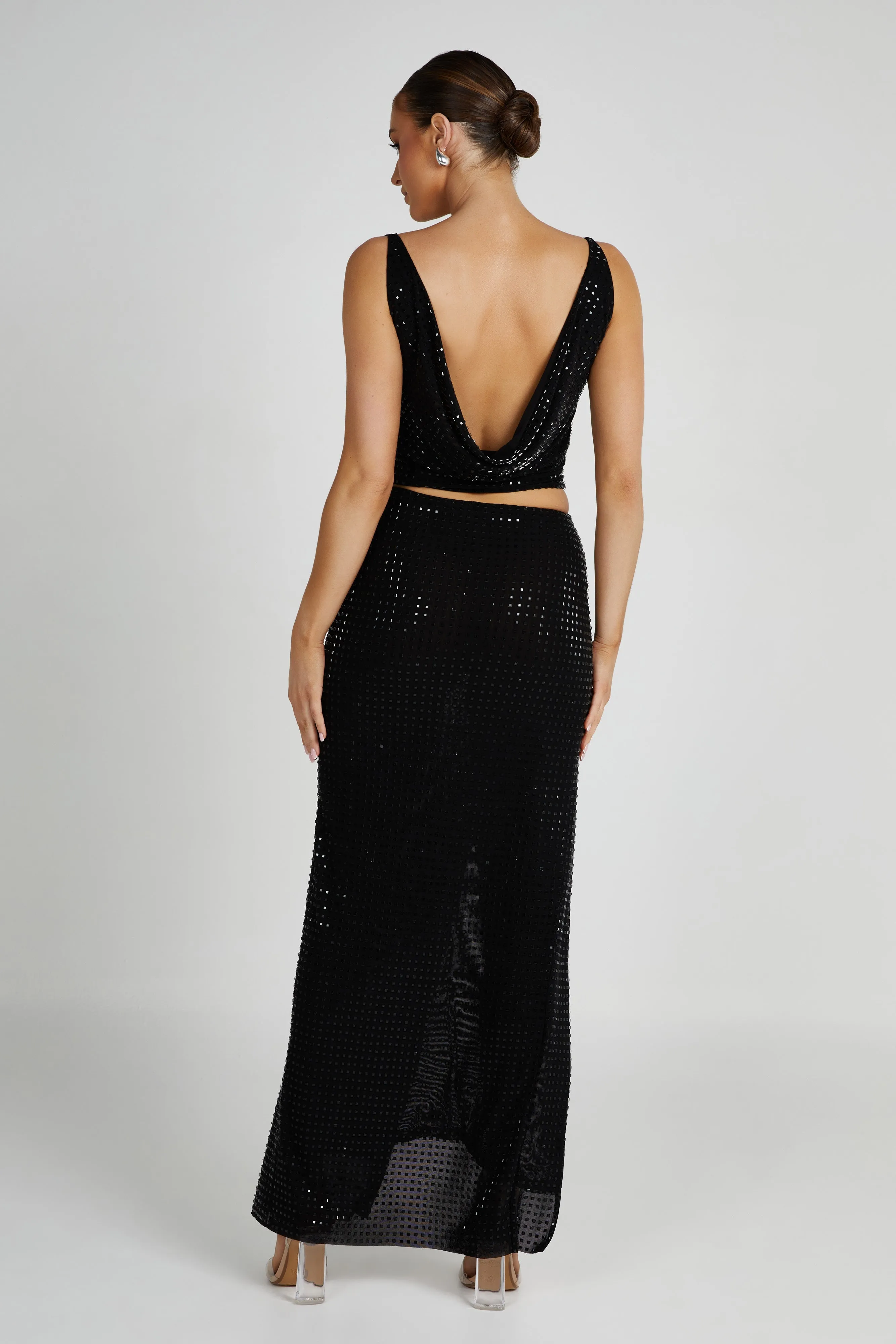 Ellery Square Diamante Maxi Skirt - Black sold by Meshki product image thumbnail 3