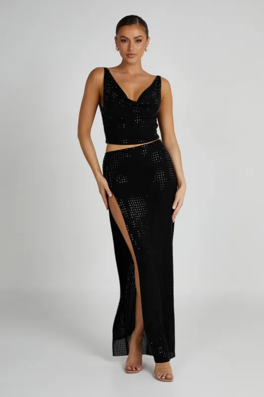 Ellery Square Diamante Maxi Skirt - Black sold by Meshki