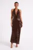 Blakely Halter Sequin Maxi Dress - Dark Chocolate sold by Meshki