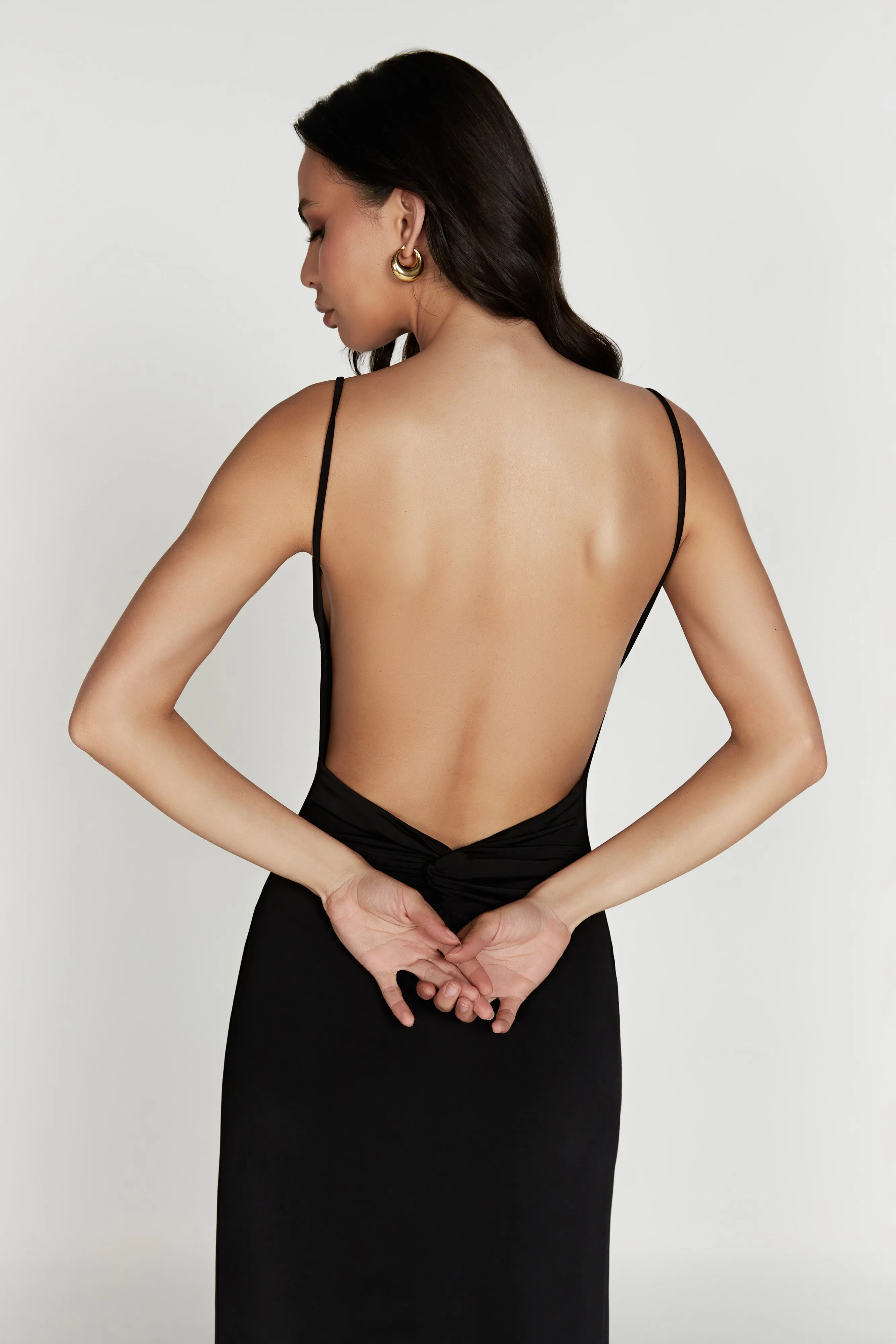 Darcy Cowl Maxi Dress With Low Back - Black sold by Meshki product image thumbnail 2