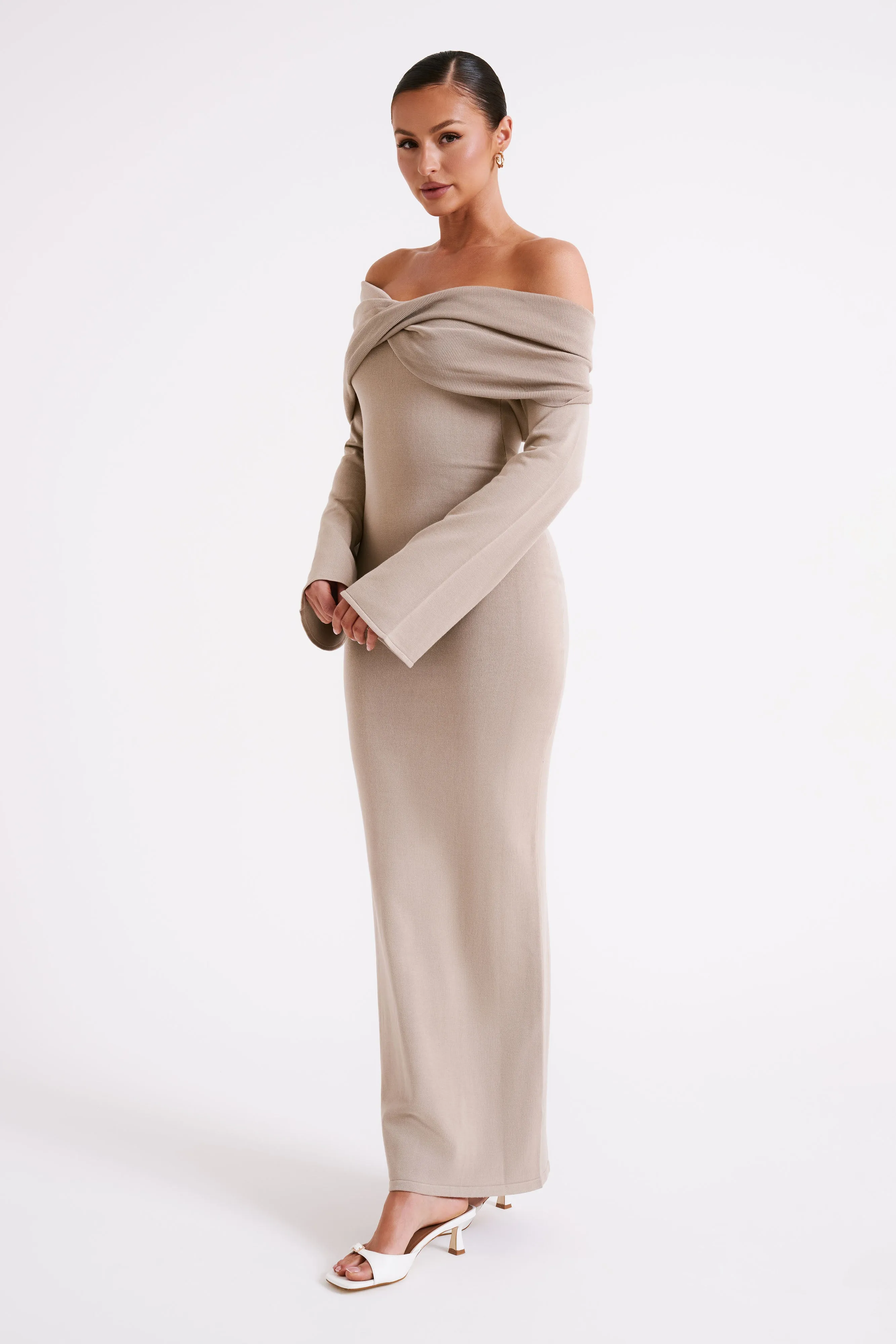 Kenny Long Sleeve Knit Dress - Taupe sold by Meshki product image thumbnail 5