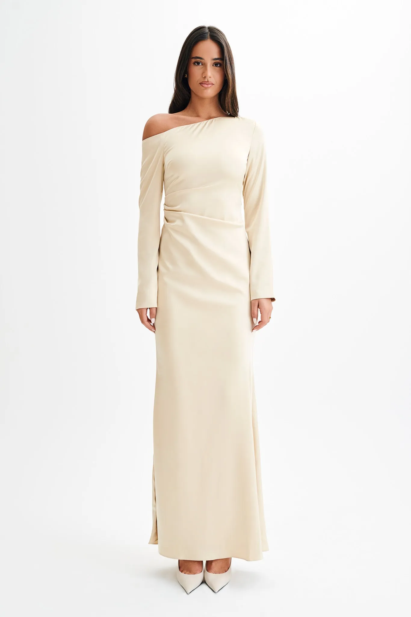 Avery Long Sleeve Maxi Dress - Gold sold by Meshki