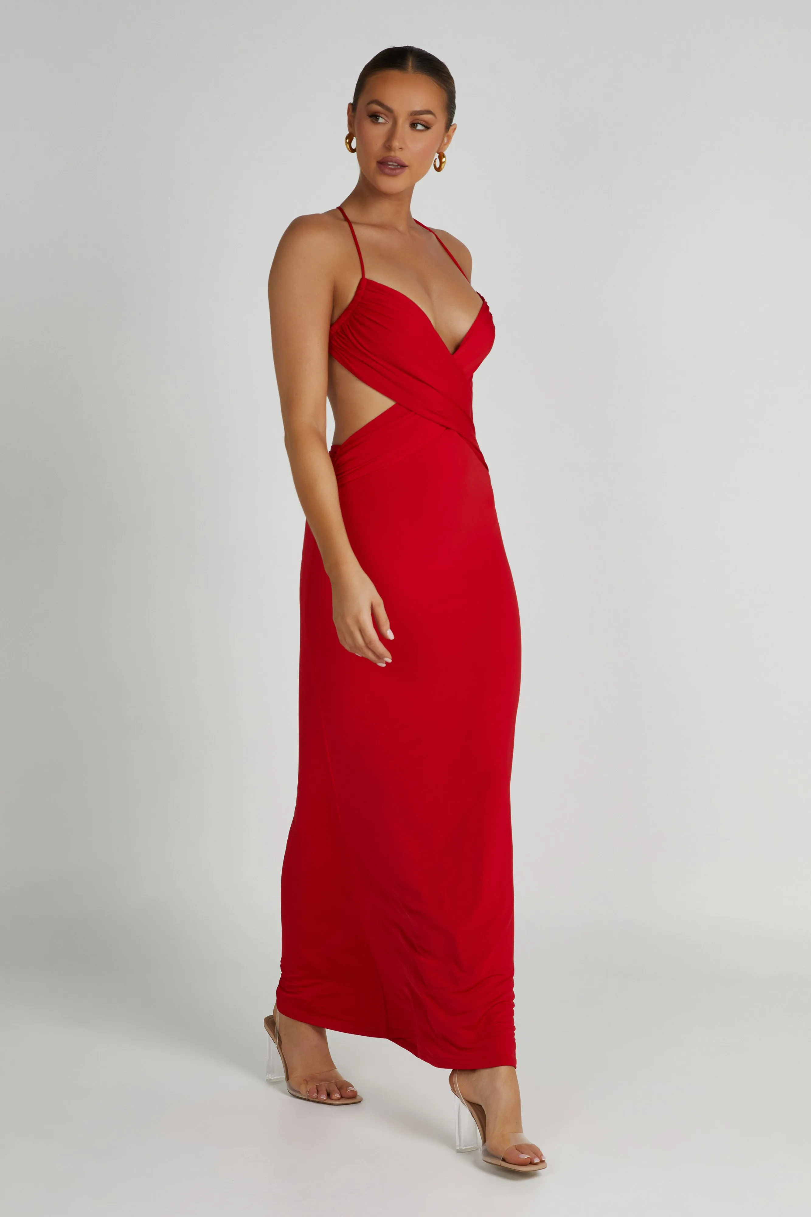 Indiana Slinky Maxi Dress - Red sold by Meshki product image thumbnail 4
