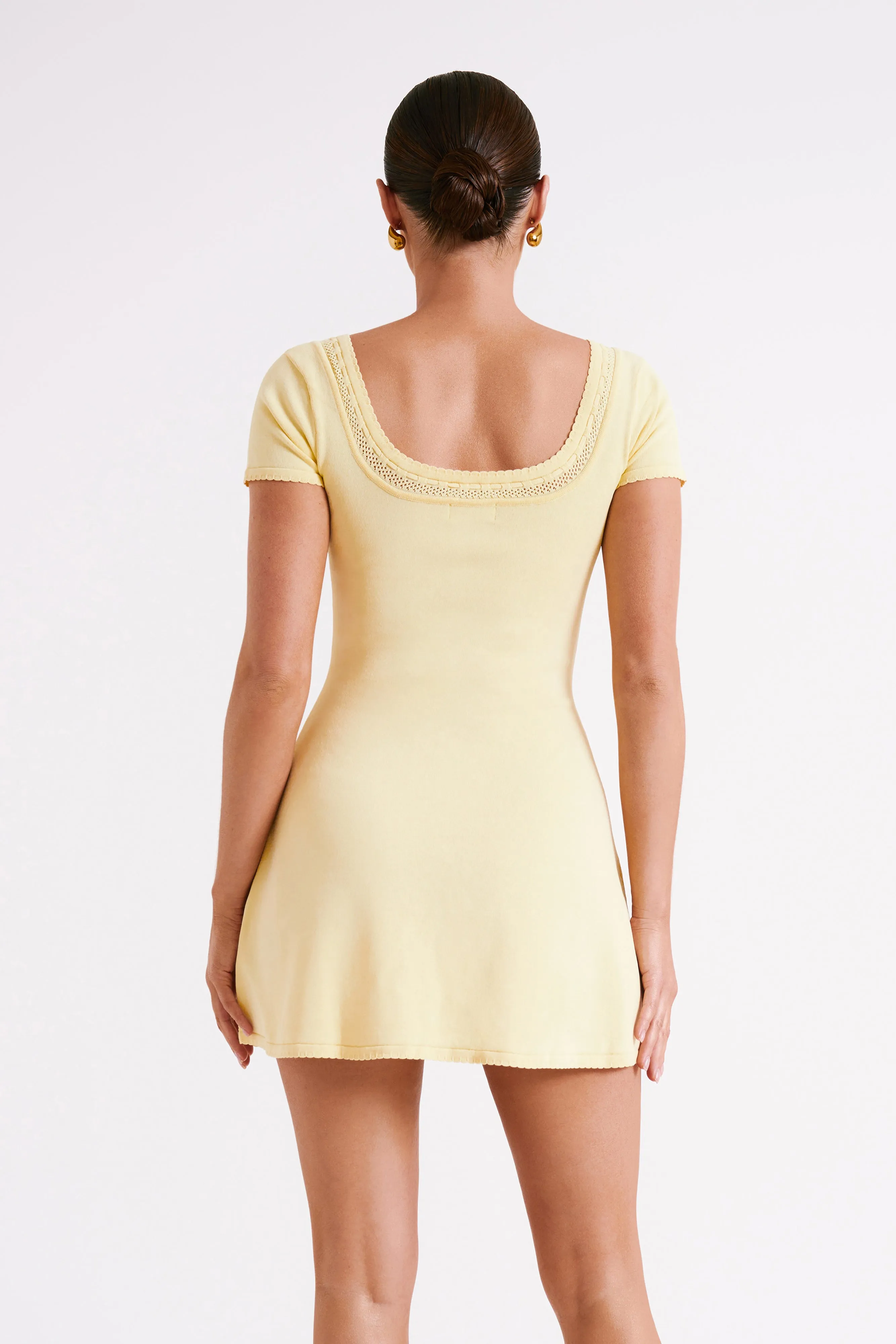 Georgia Pointelle Knit Mini Dress - Lemon sold by Meshki product image thumbnail 4
