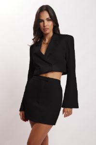 Josie Crepe Mini Skirt - Black sold by Meshki