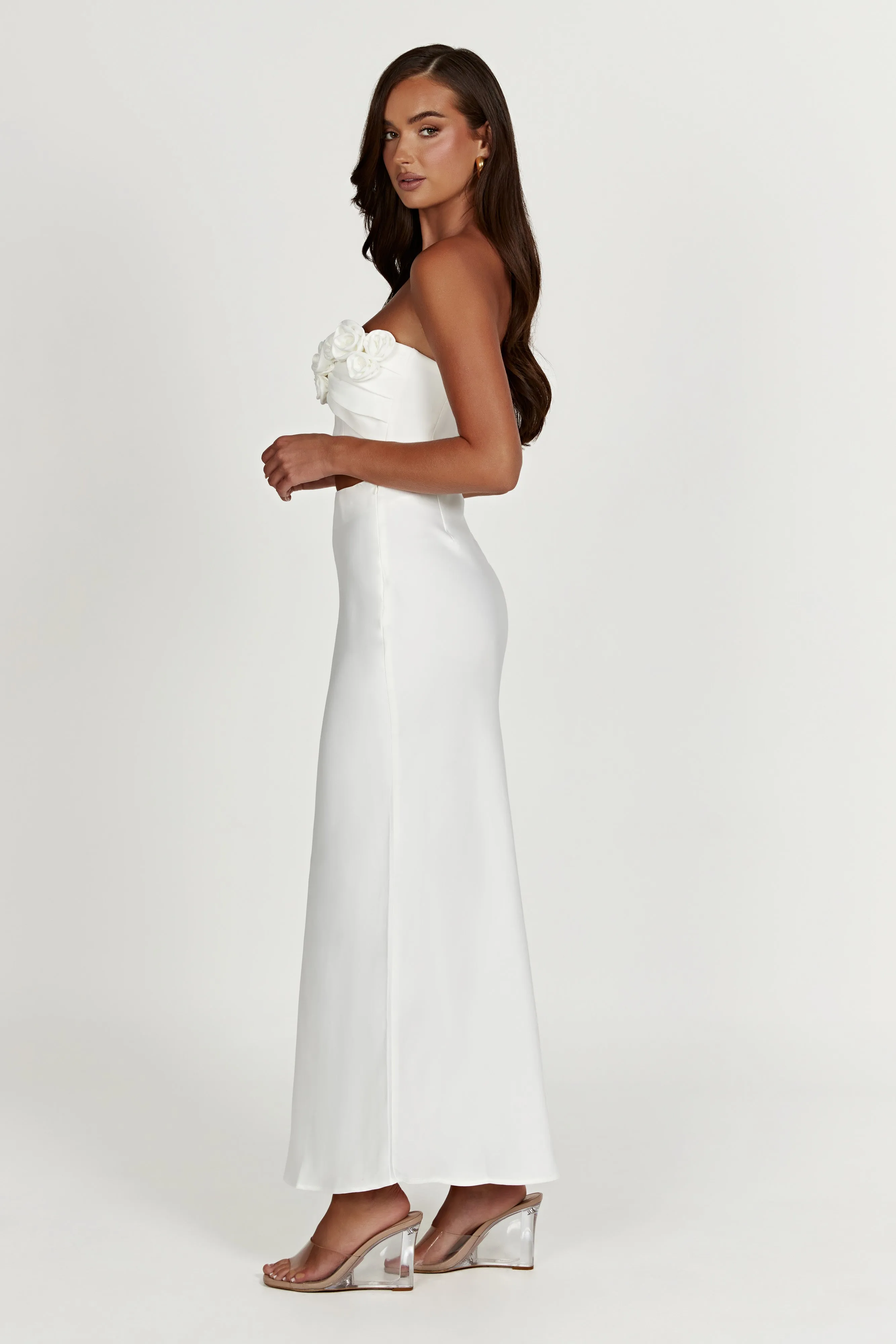Missy Maxi Satin Skirt - White sold by Meshki product image thumbnail 4