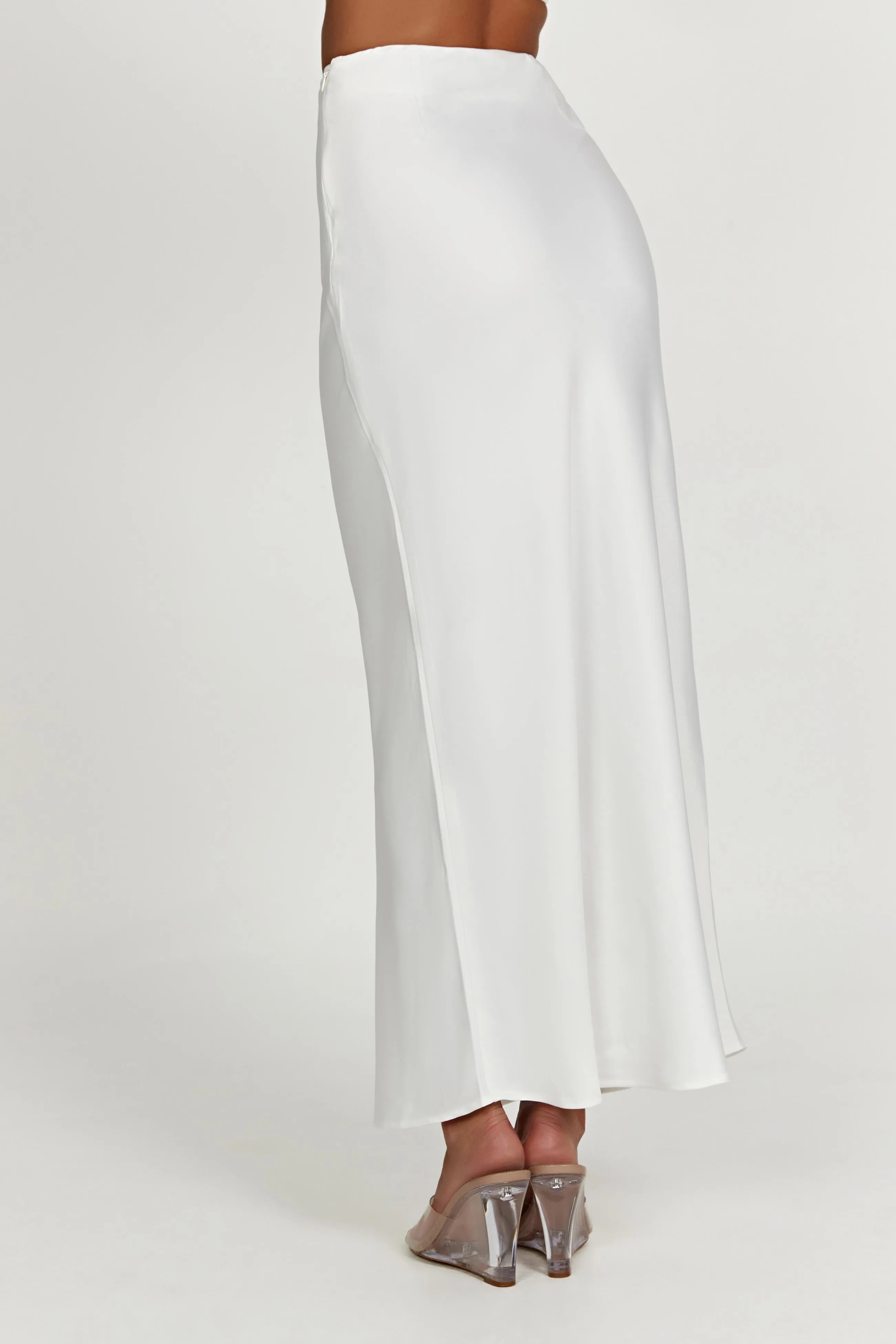 Missy Maxi Satin Skirt - White sold by Meshki product image thumbnail 2