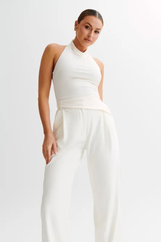 Federica Slinky Halter Neck Top - Ivory sold by Meshki