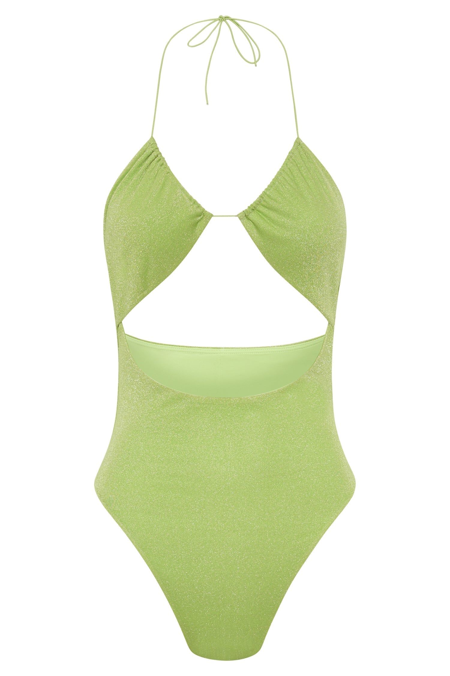 Olivia One Piece Halter Swimsuit - Lime Sparkle sold by Meshki product image thumbnail 4
