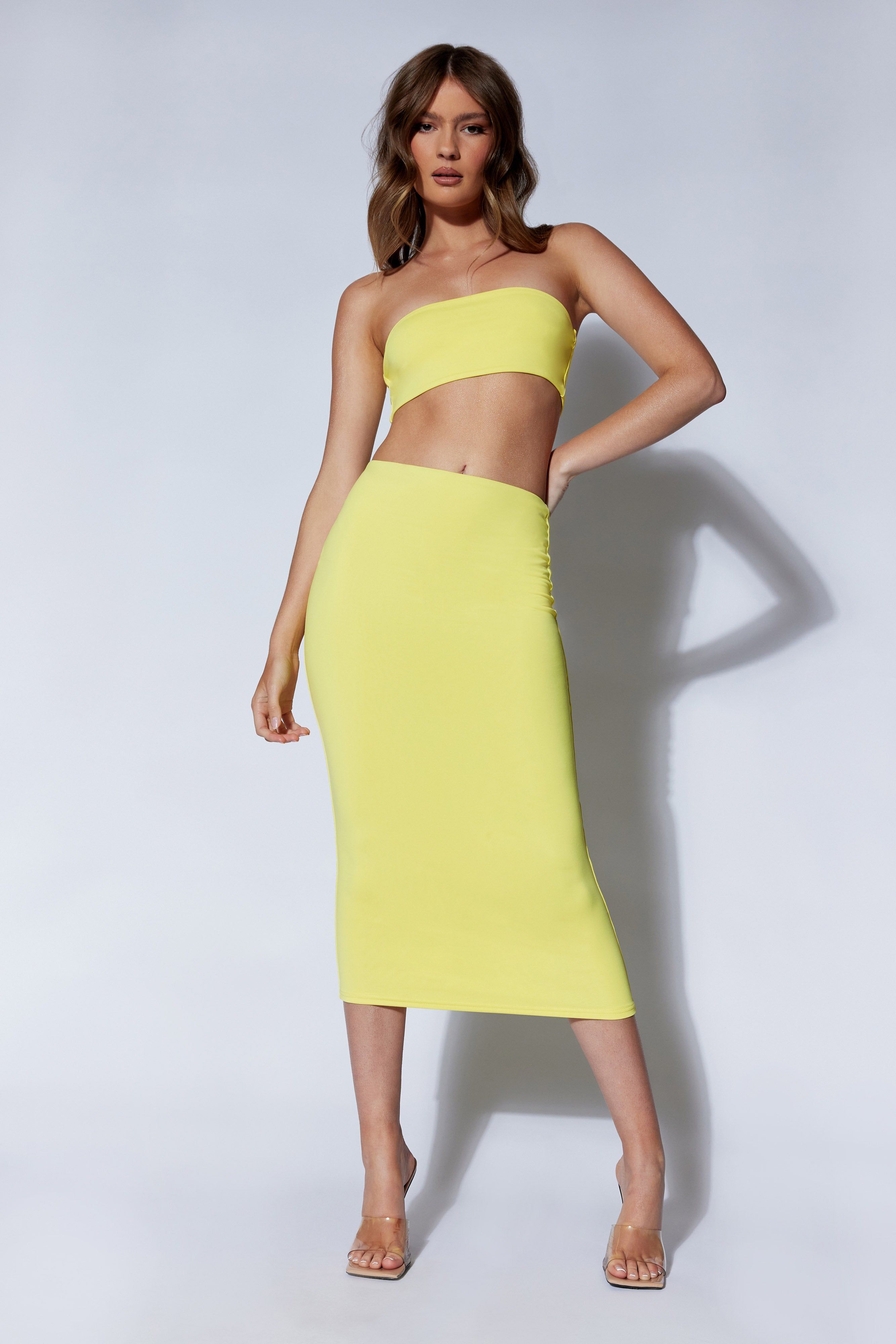 Charley Midi Skirt - Yellow sold by Meshki product image thumbnail 2