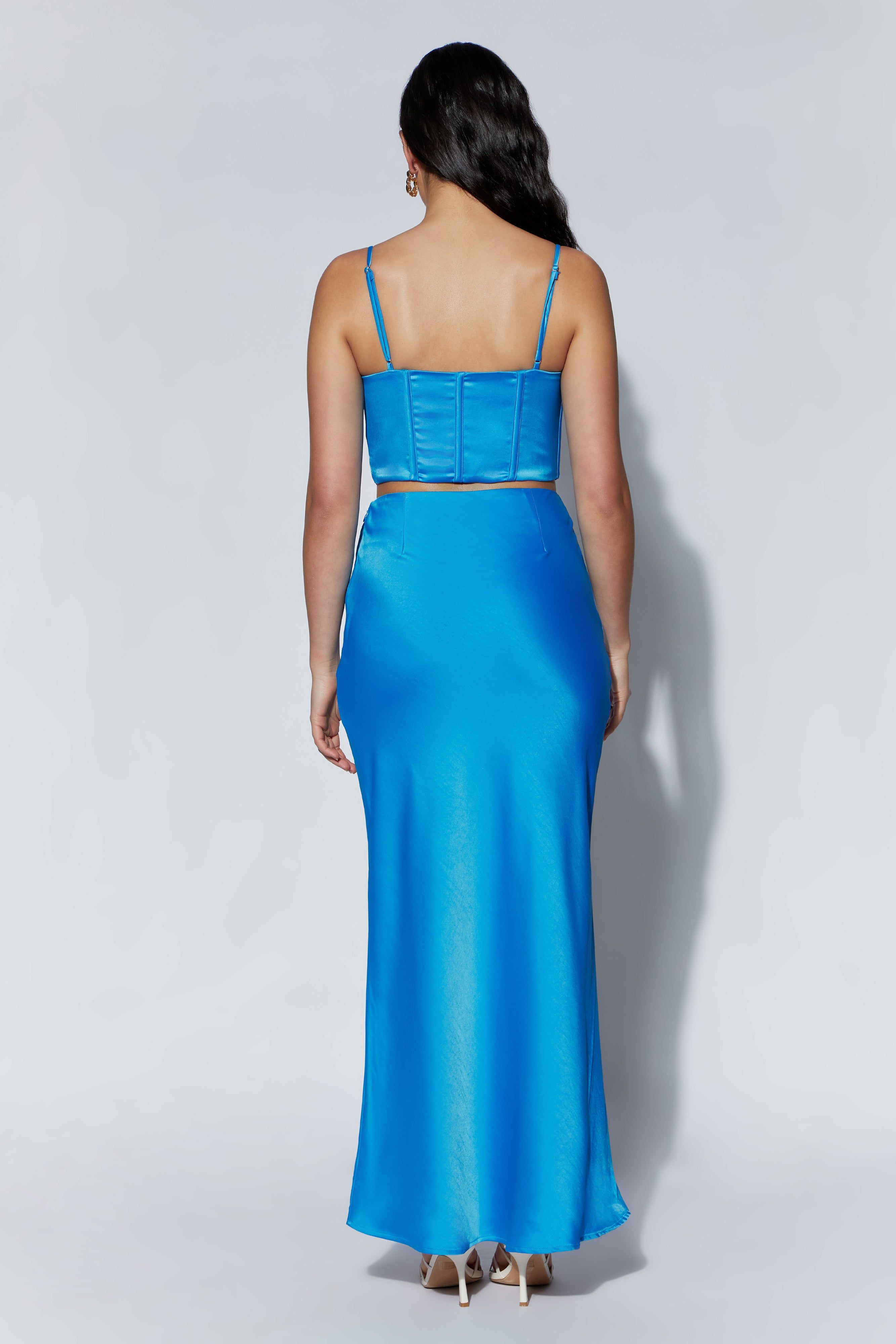 Missy Maxi Satin Skirt - Azure Blue sold by Meshki product image thumbnail 4