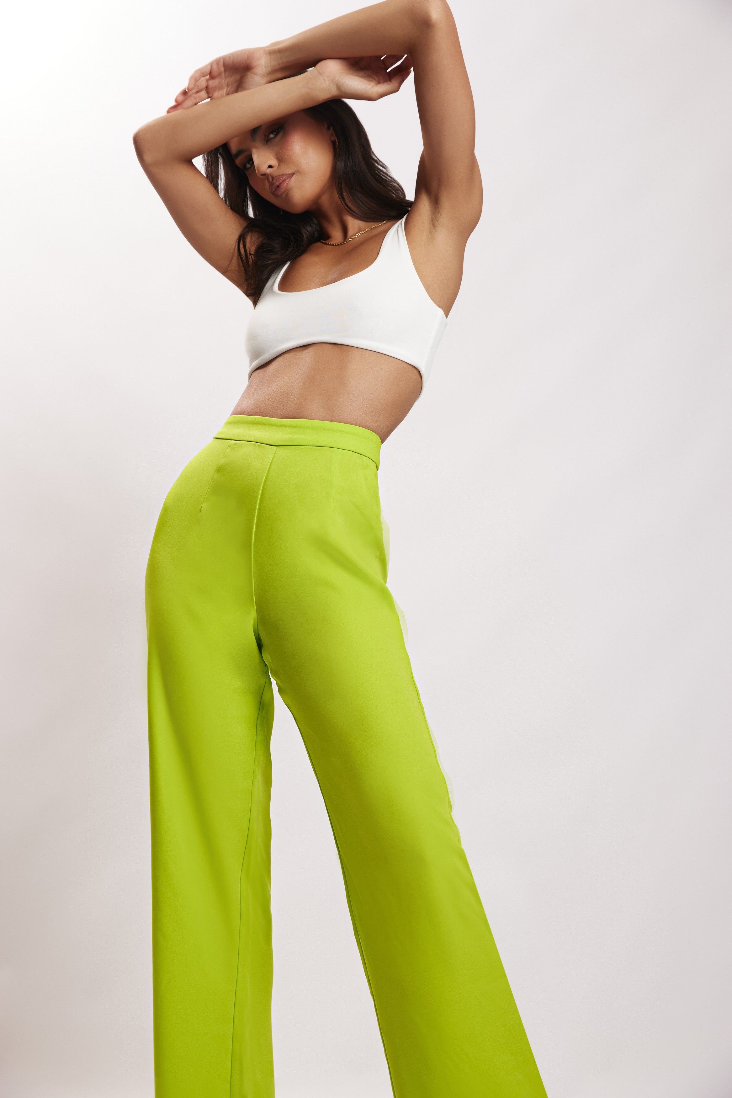 Saskia Straight Leg Trousers - Lime Green sold by Meshki product image thumbnail 3