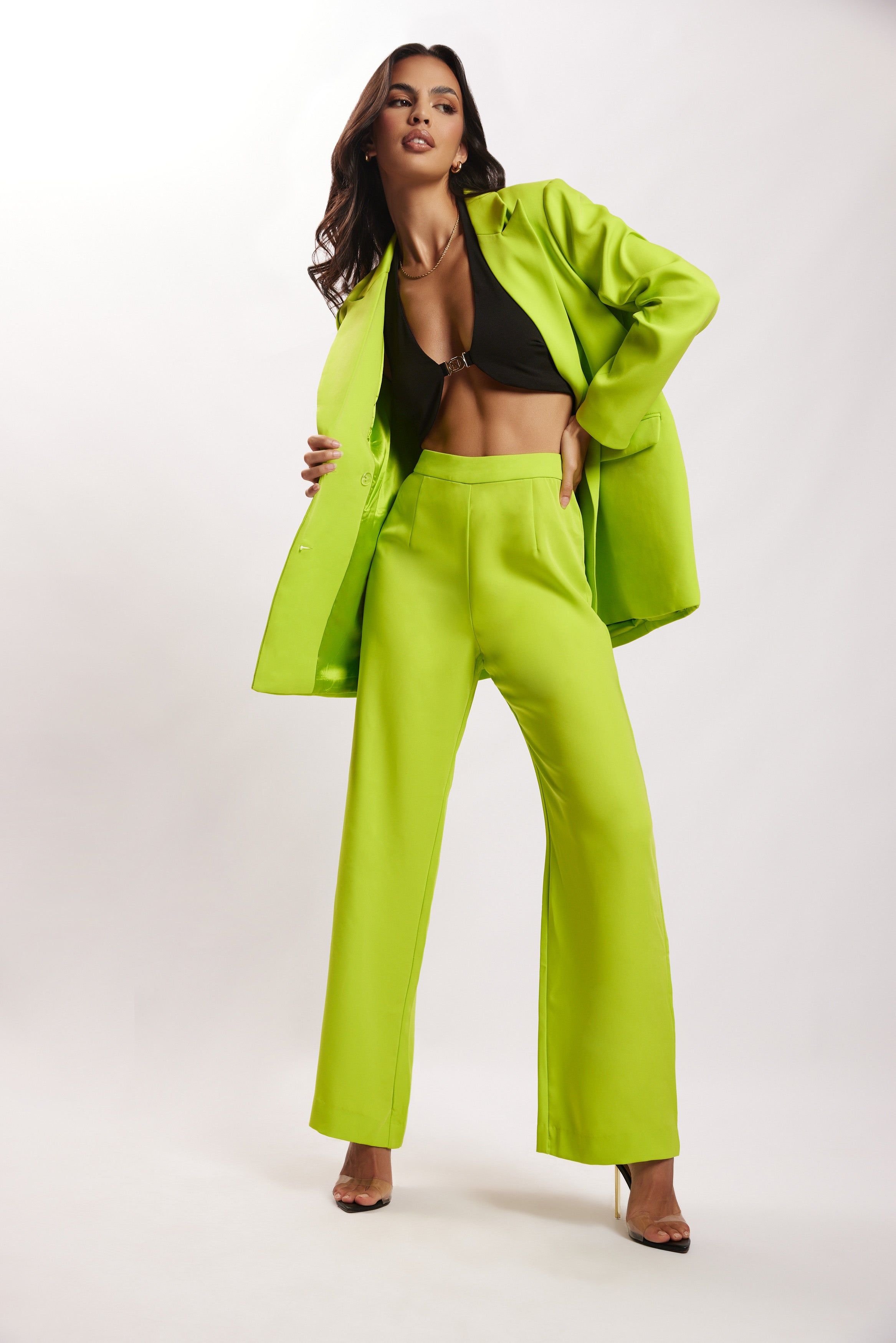 Saskia Straight Leg Trousers - Lime Green sold by Meshki product image thumbnail 7