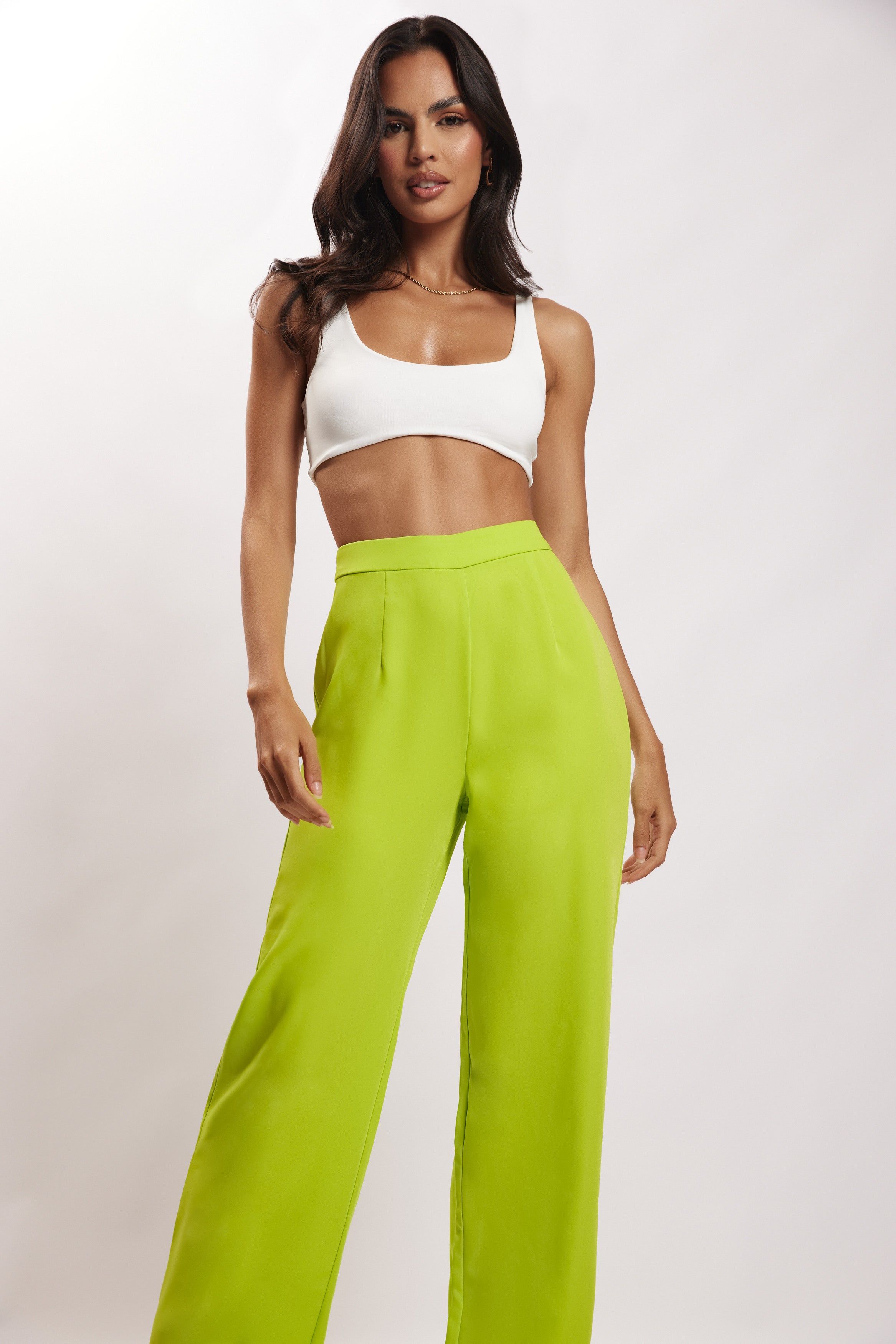 Saskia Straight Leg Trousers - Lime Green sold by Meshki product image thumbnail 4