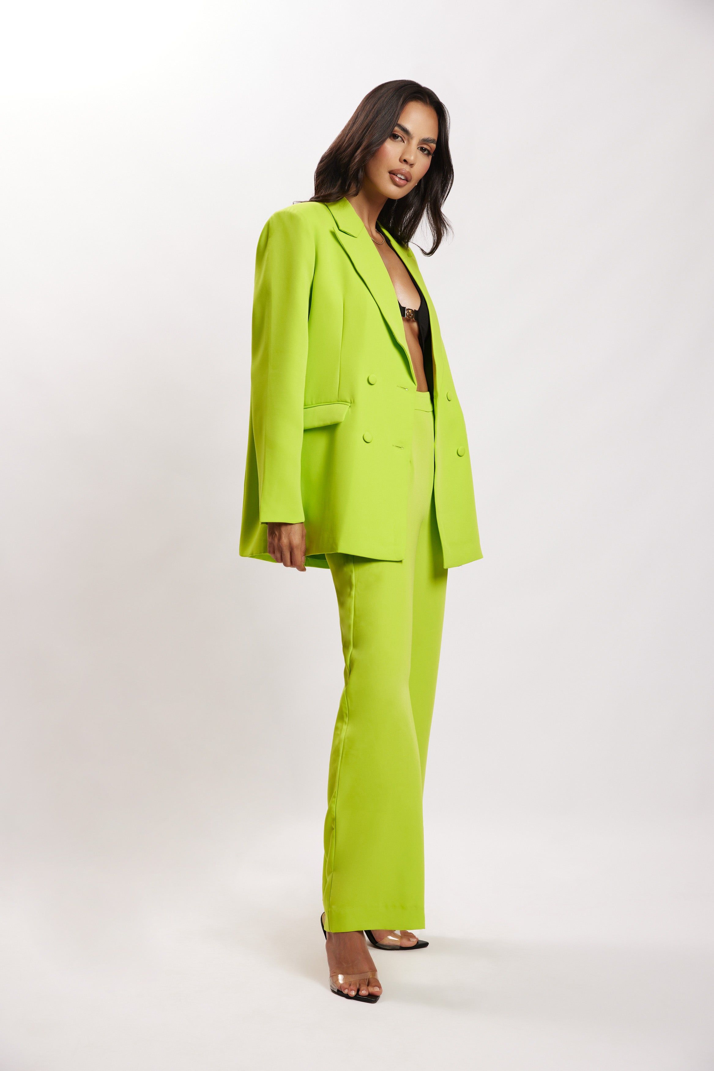 Saskia Straight Leg Trousers - Lime Green sold by Meshki product image thumbnail 8